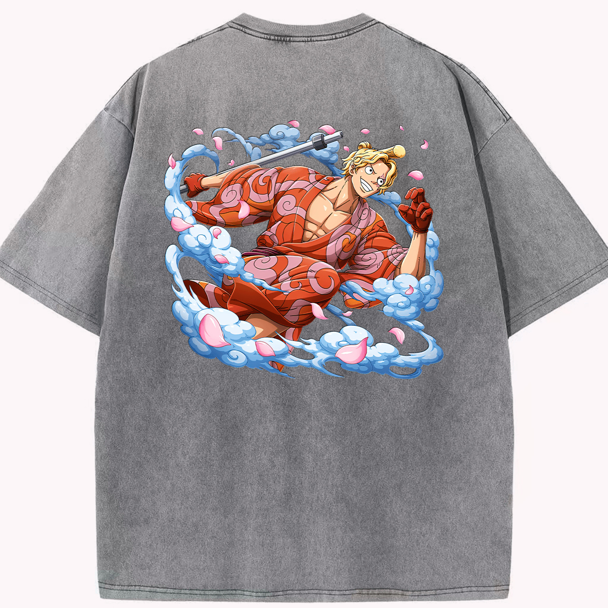 ワンピース サンジ ONE PIECE Sanji 綿100% ヴィンテージ風 半袖Tシャツ（背面プリント）
