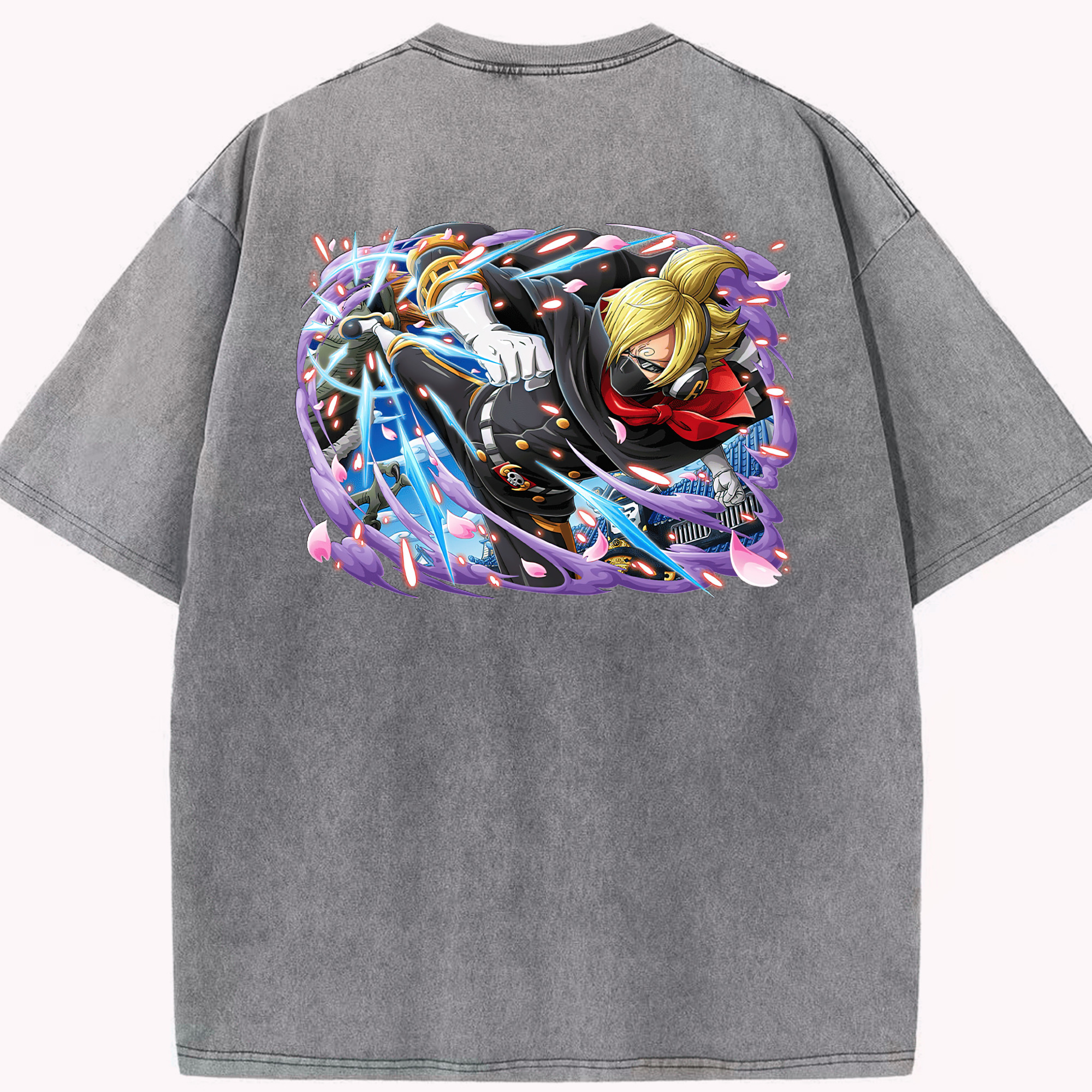 ワンピース サンジ ONE PIECE Sanji 綿100% ヴィンテージ風 半袖Tシャツ（背面プリント）
