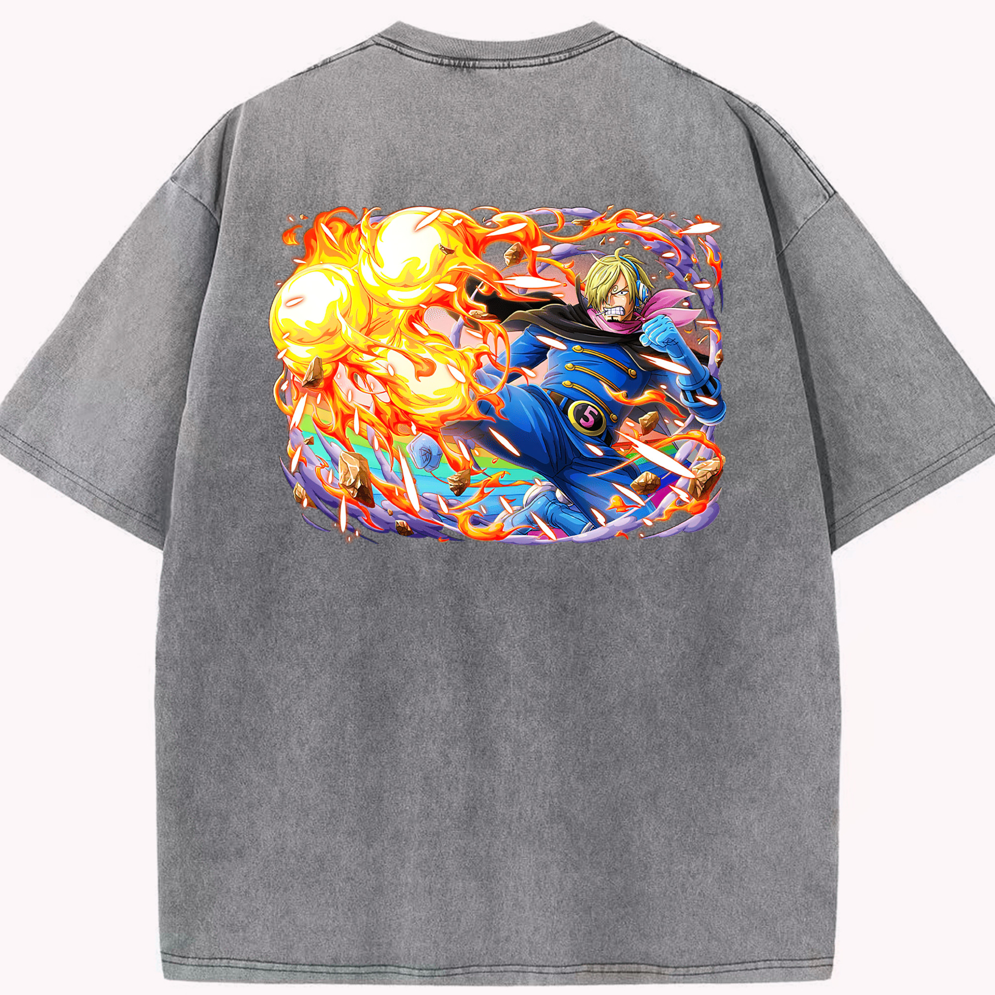 ワンピース サンジ ONE PIECE Sanji 綿100% ヴィンテージ風 半袖Tシャツ（背面プリント）