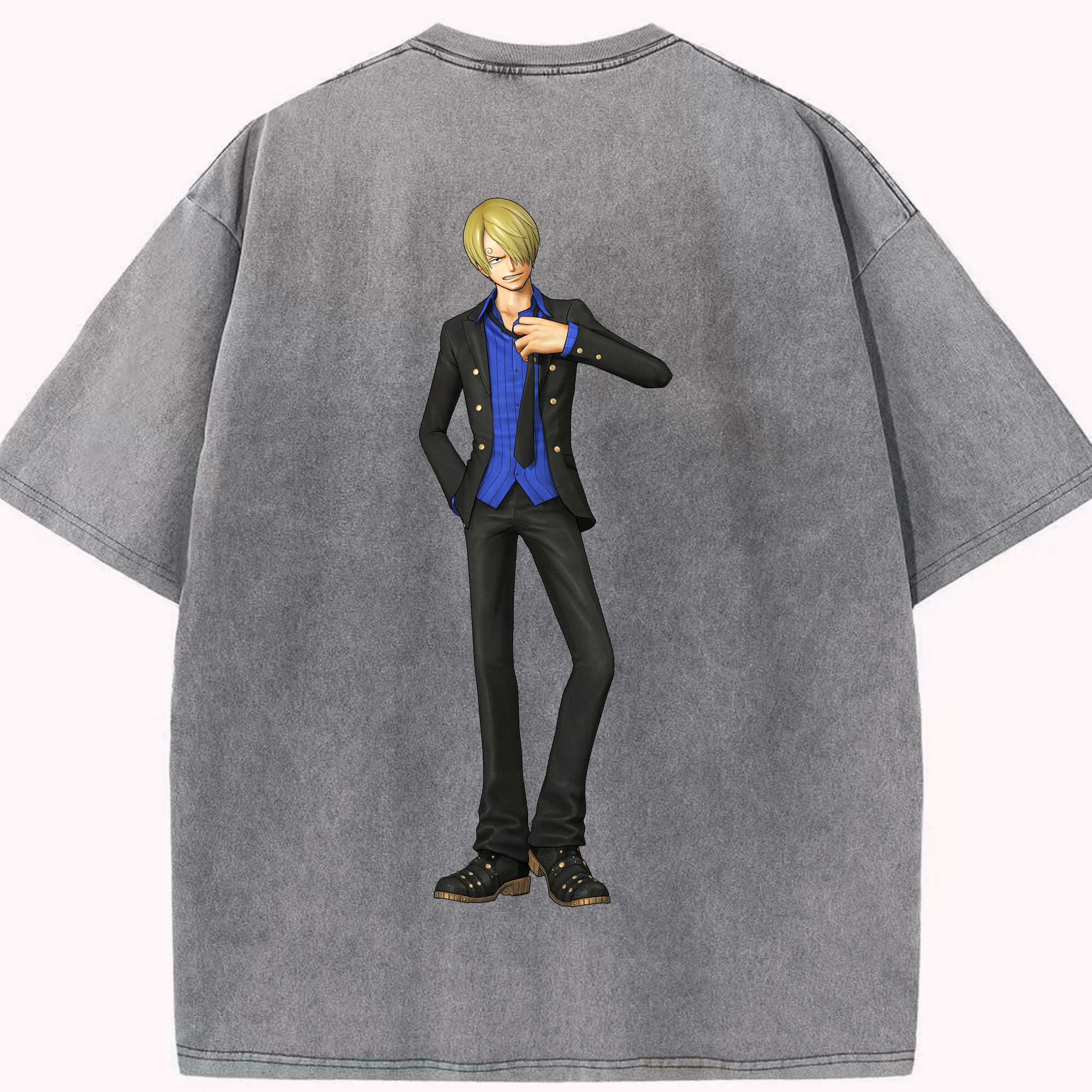 ワンピース サンジ ONE PIECE Sanji 綿100% ヴィンテージ風 半袖Tシャツ（背面プリント）