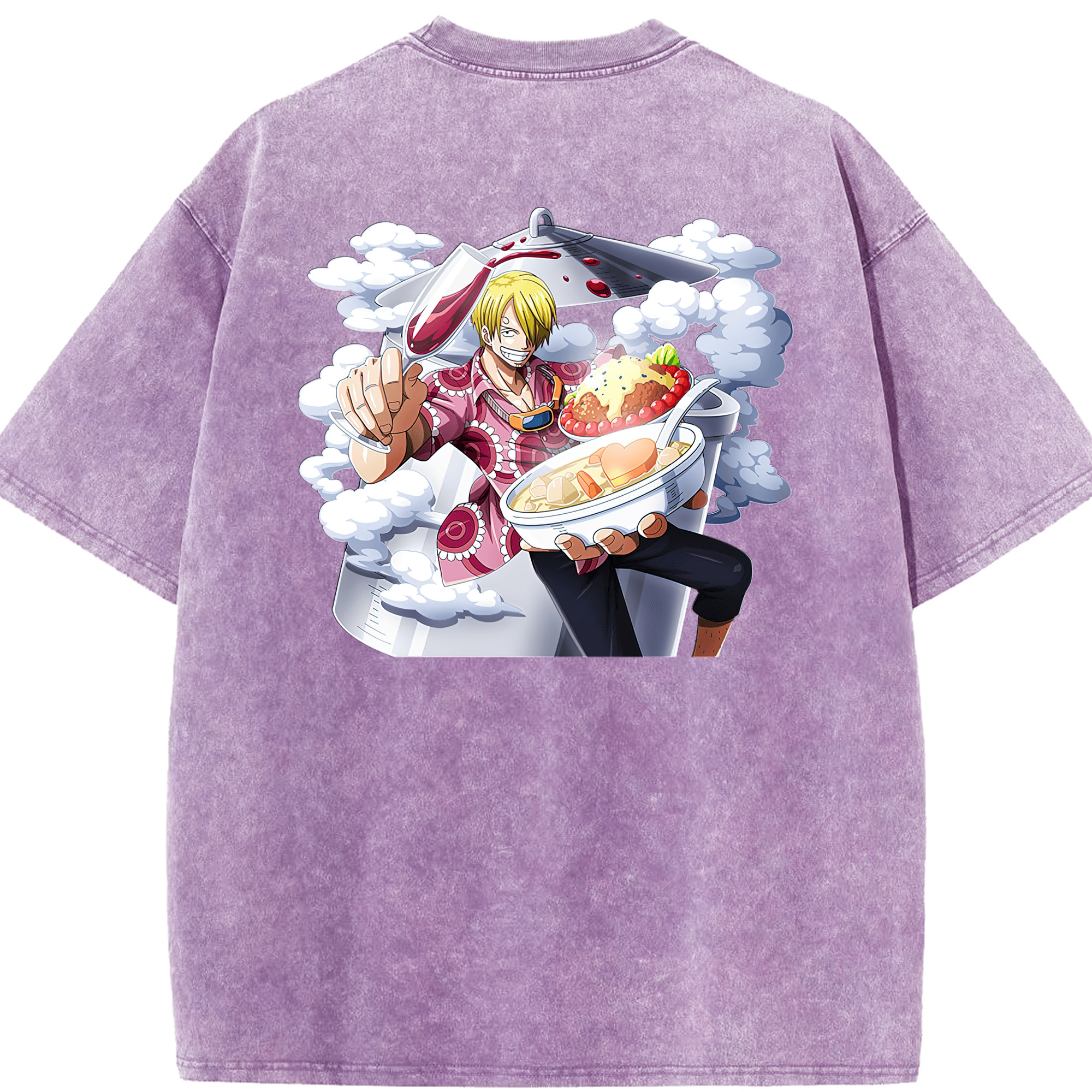 ワンピース サンジ ONE PIECE Sanji 綿100% ヴィンテージ風 半袖Tシャツ（背面プリント）