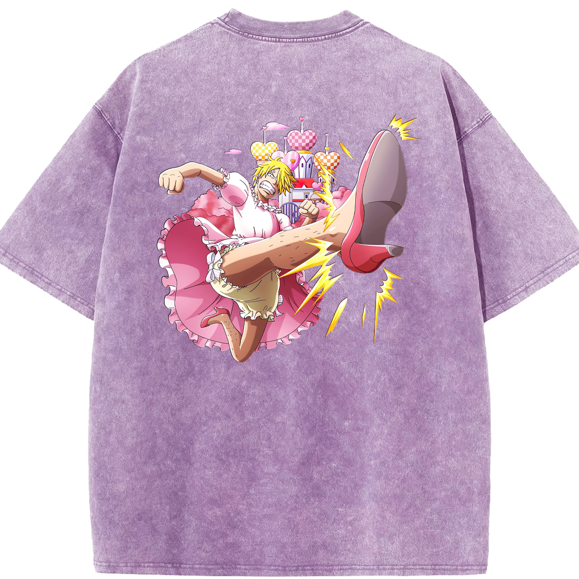 （画像用） ワンピース サンジ ONE PIECE Sanji 綿100% ヴィンテージ風 半袖Tシャツ（背面プリント）
