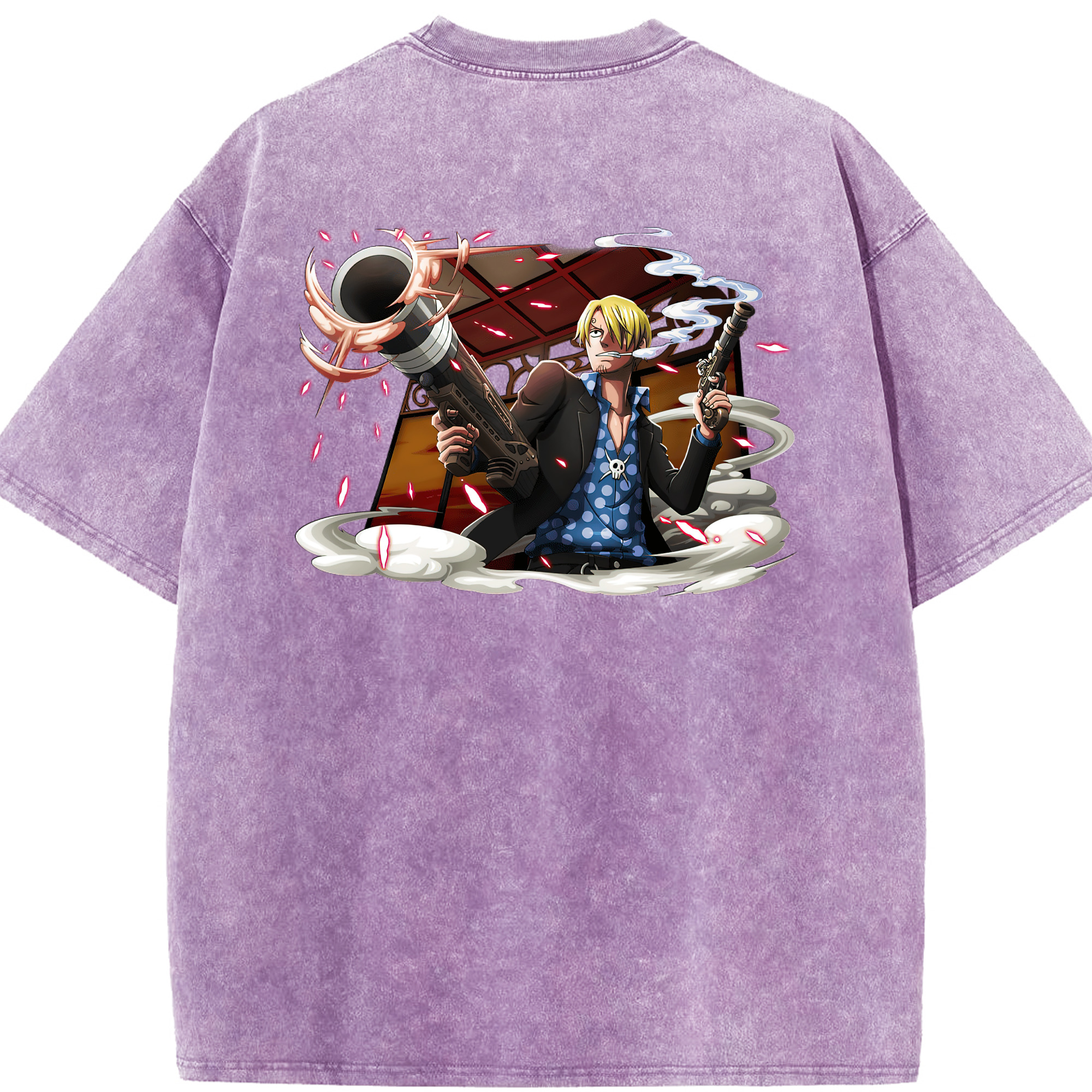 ワンピース サンジ ONE PIECE Sanji 綿100% ヴィンテージ風 半袖Tシャツ（背面プリント）