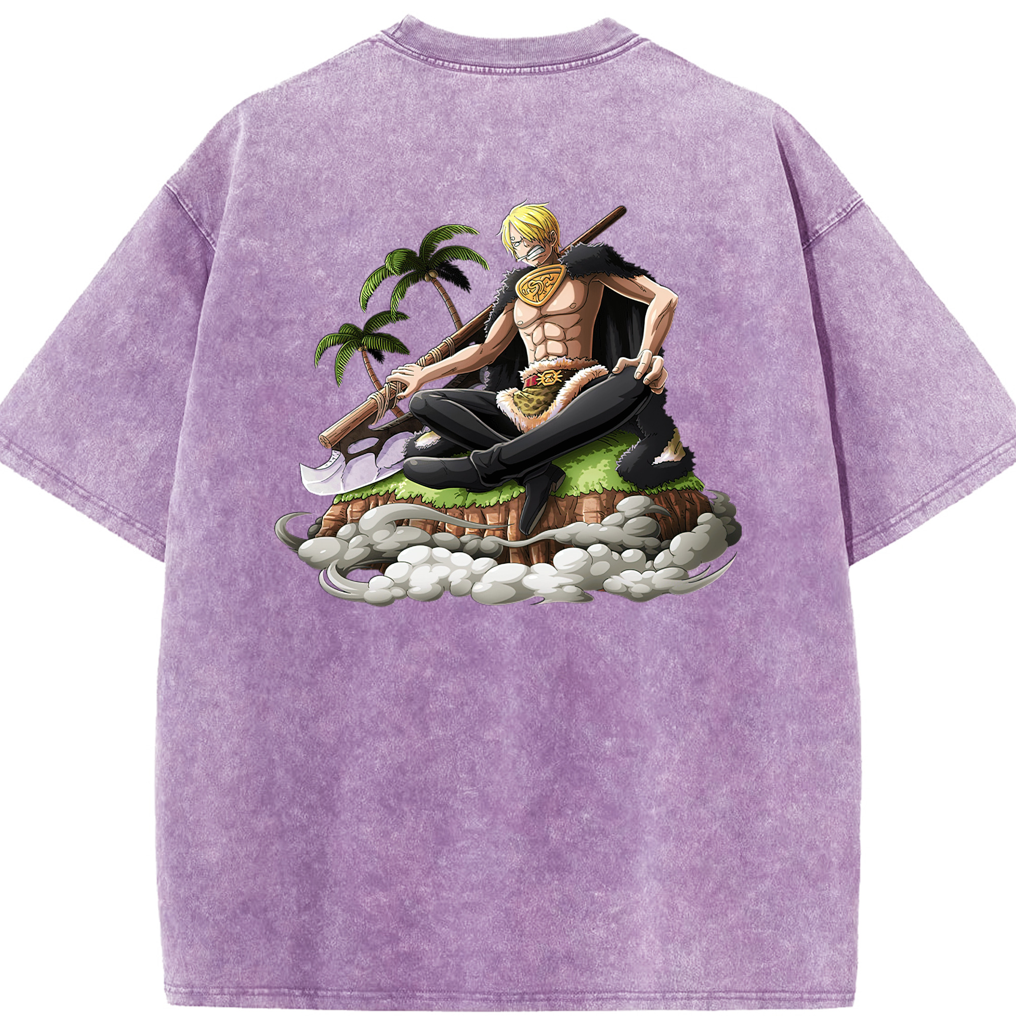 ワンピース サンジ ONE PIECE Sanji 綿100% ヴィンテージ風 半袖Tシャツ（背面プリント）