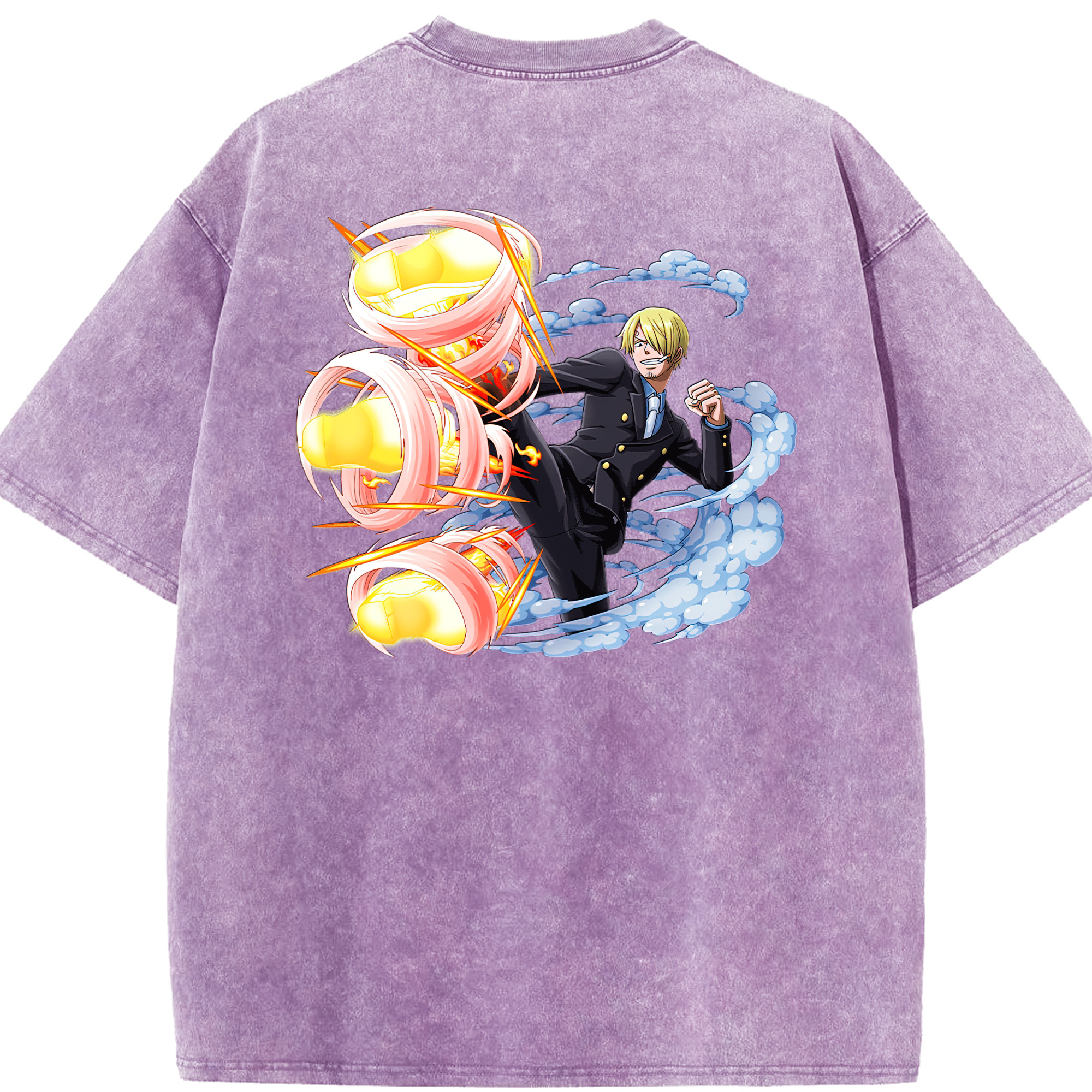 ワンピース サンジ ONE PIECE Sanji 綿100% ヴィンテージ風 半袖Tシャツ（背面プリント）