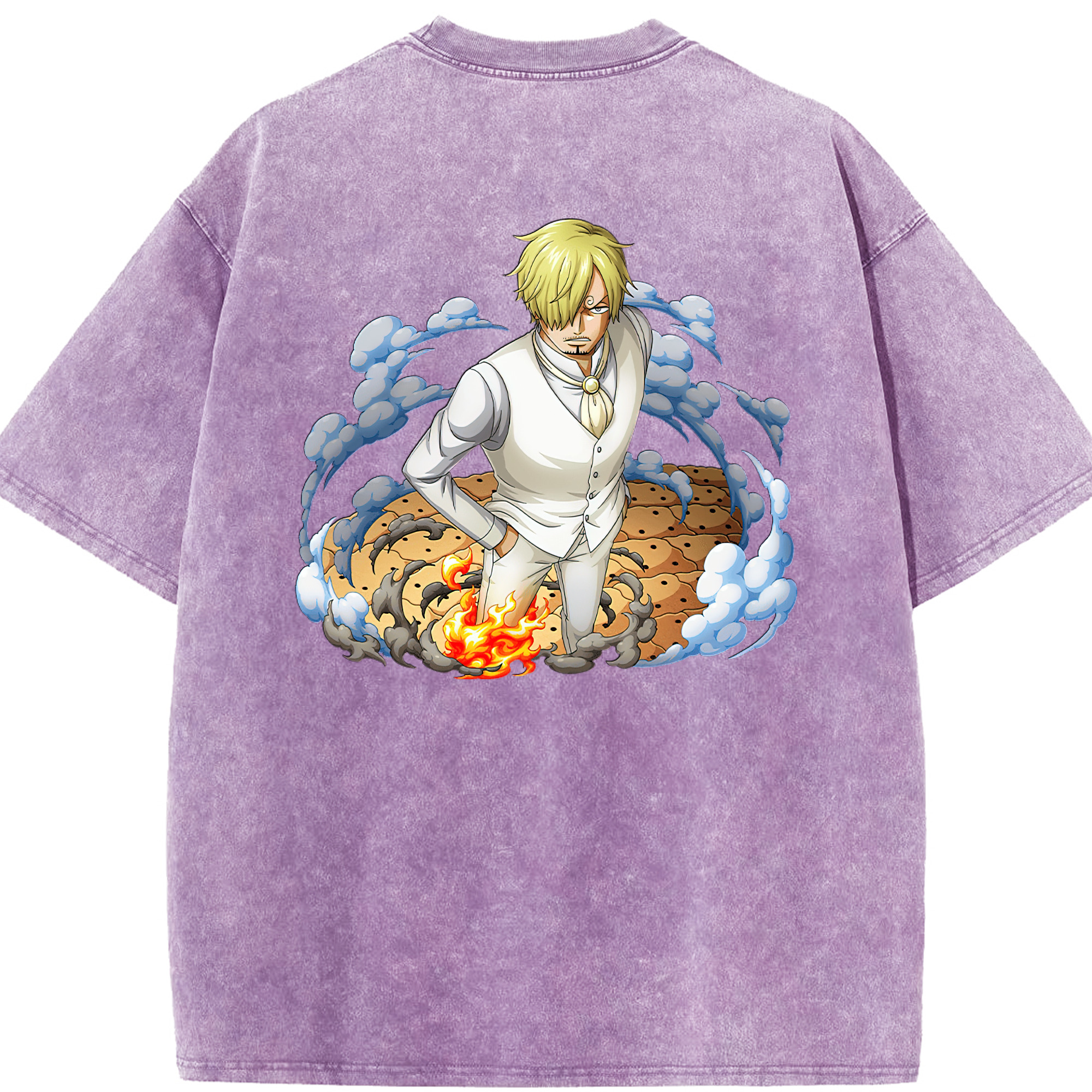ワンピース サンジ ONE PIECE Sanji 綿100% ヴィンテージ風 半袖Tシャツ（背面プリント）