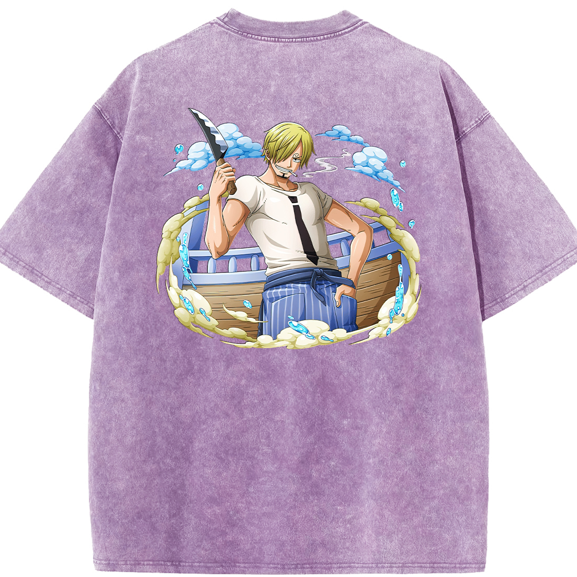 ワンピース サンジ ONE PIECE Sanji 綿100% ヴィンテージ風 半袖Tシャツ（背面プリント）