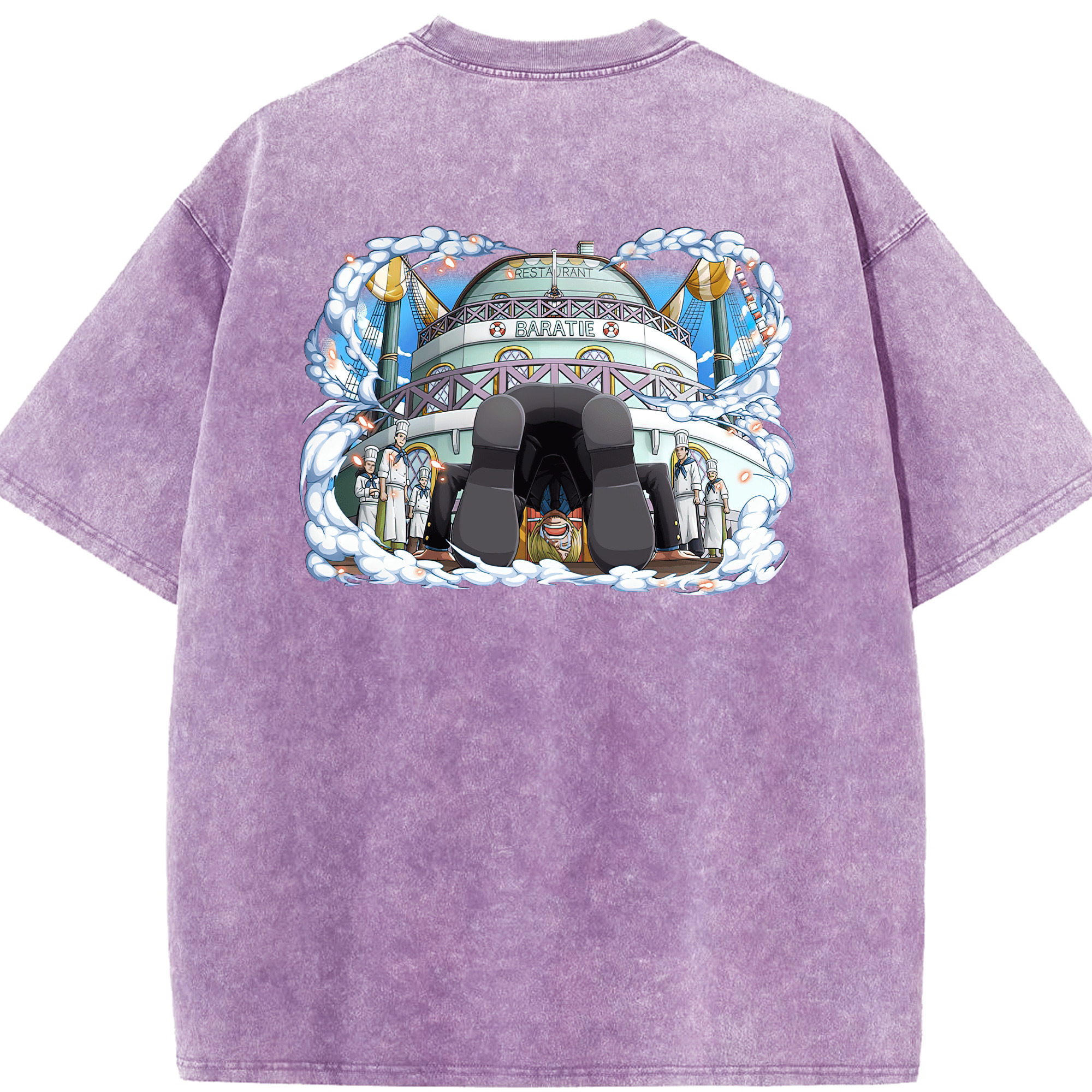 ワンピース サンジ ONE PIECE Sanji 綿100% ヴィンテージ風 半袖Tシャツ（背面プリント）