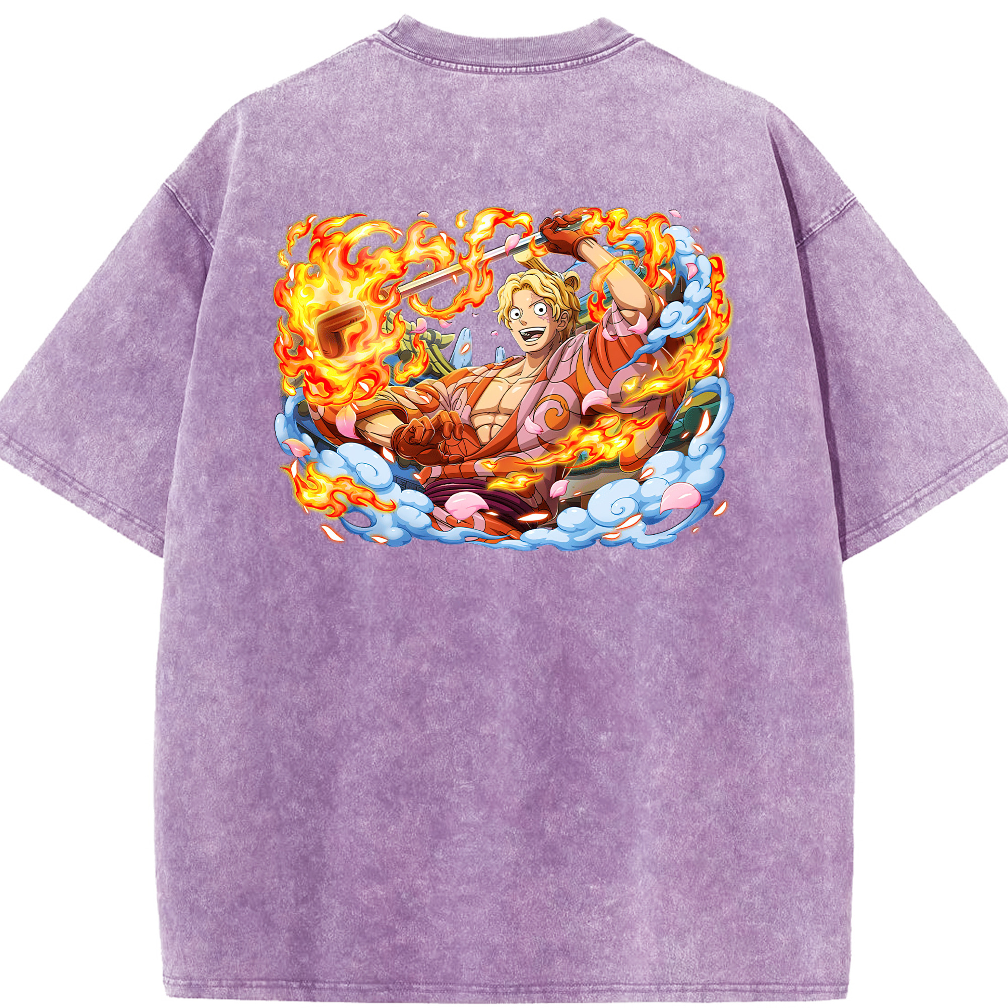 ワンピース サンジ ONE PIECE Sanji 綿100% ヴィンテージ風 半袖Tシャツ（背面プリント）