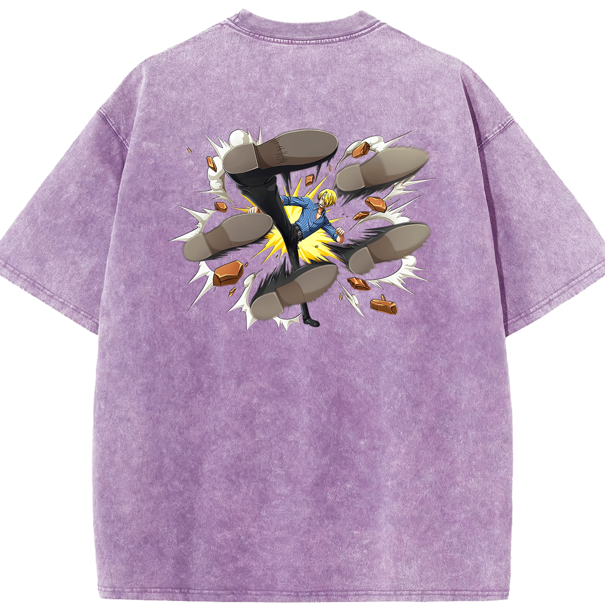 ワンピース サンジ ONE PIECE Sanji 綿100% ヴィンテージ風 半袖Tシャツ（背面プリント）