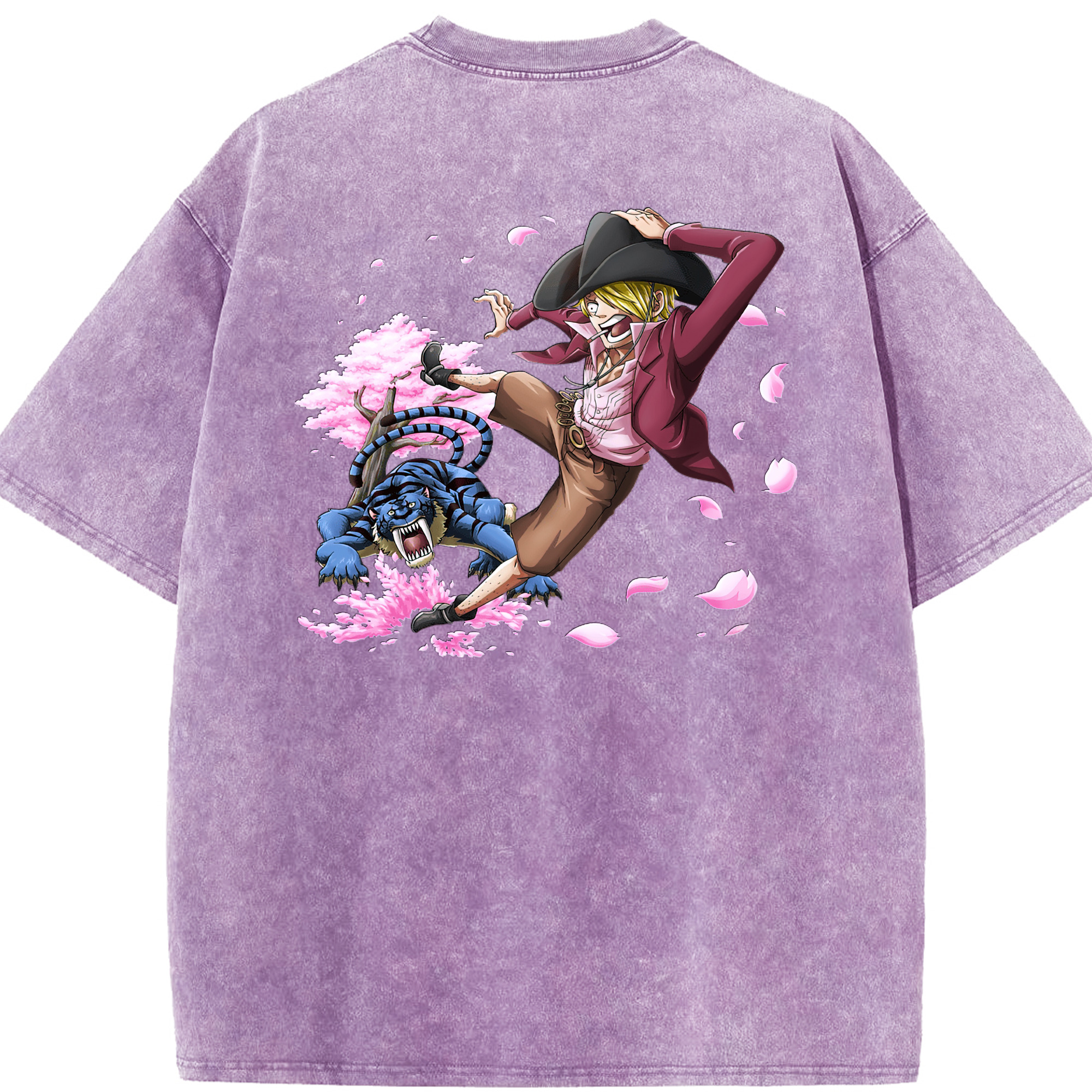 （画像用） ワンピース サンジ ONE PIECE Sanji 綿100% ヴィンテージ風 半袖Tシャツ（背面プリント）