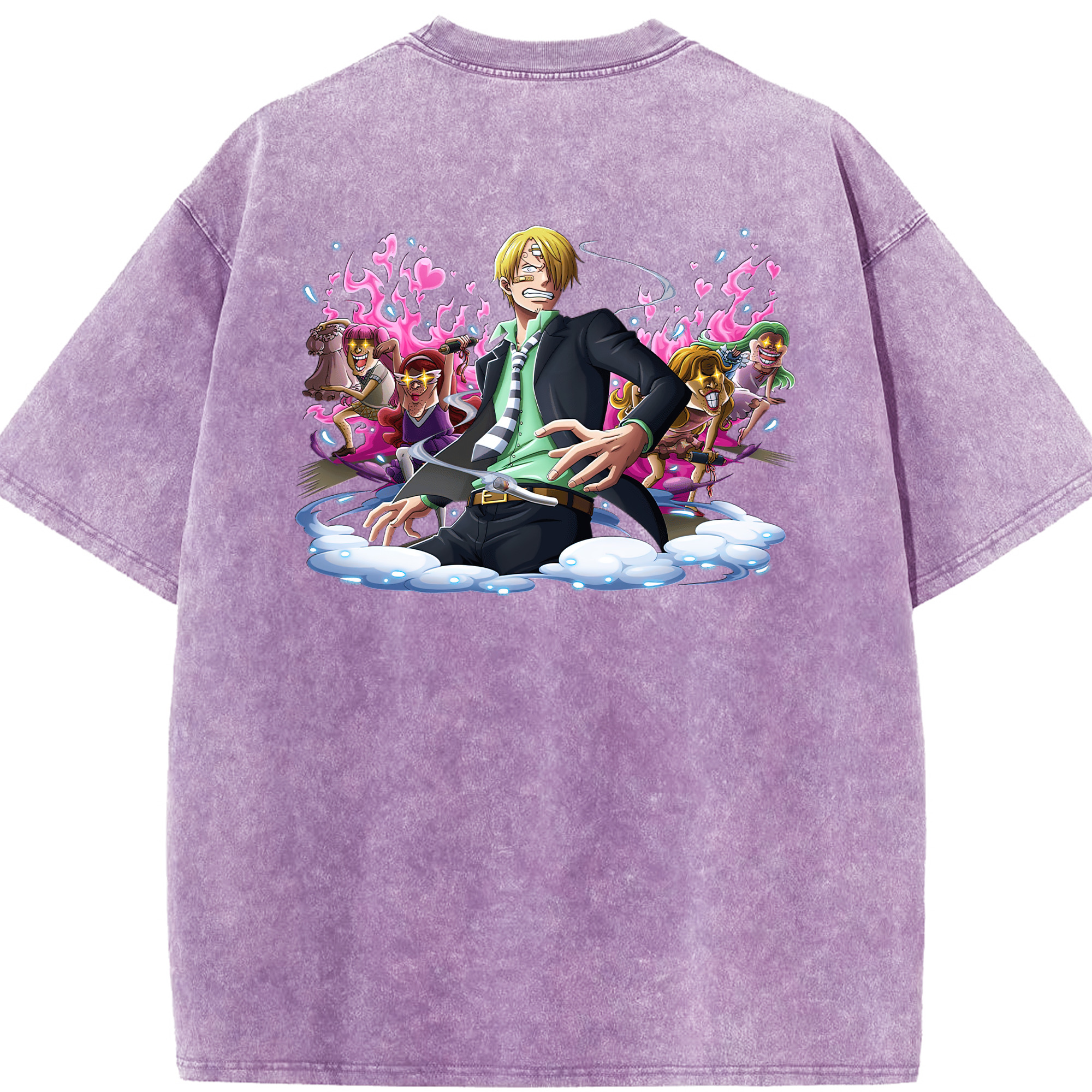 ワンピース サンジ ONE PIECE Sanji 綿100% ヴィンテージ風 半袖Tシャツ（背面プリント）