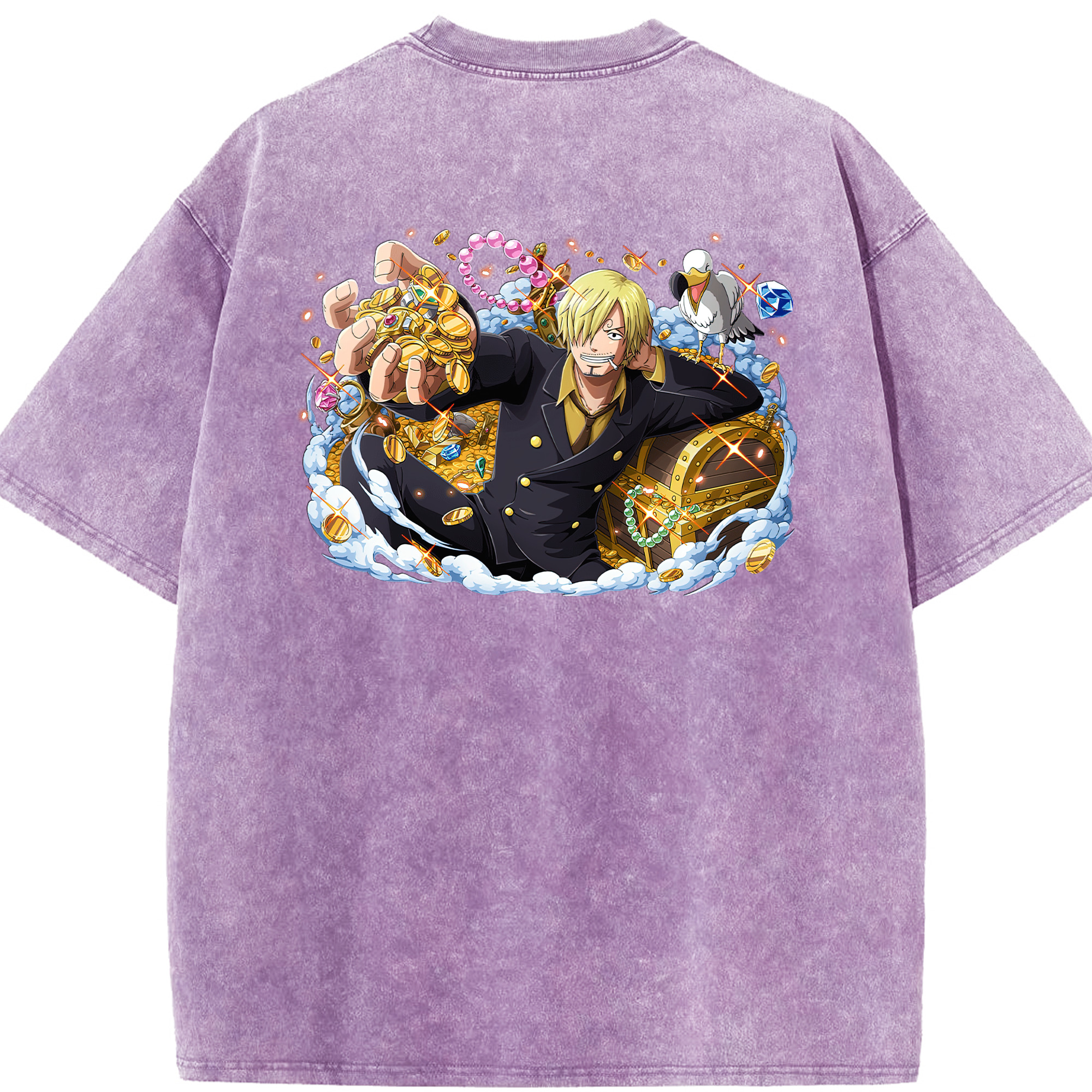 ワンピース サンジ ONE PIECE Sanji 綿100% ヴィンテージ風 半袖Tシャツ（背面プリント）