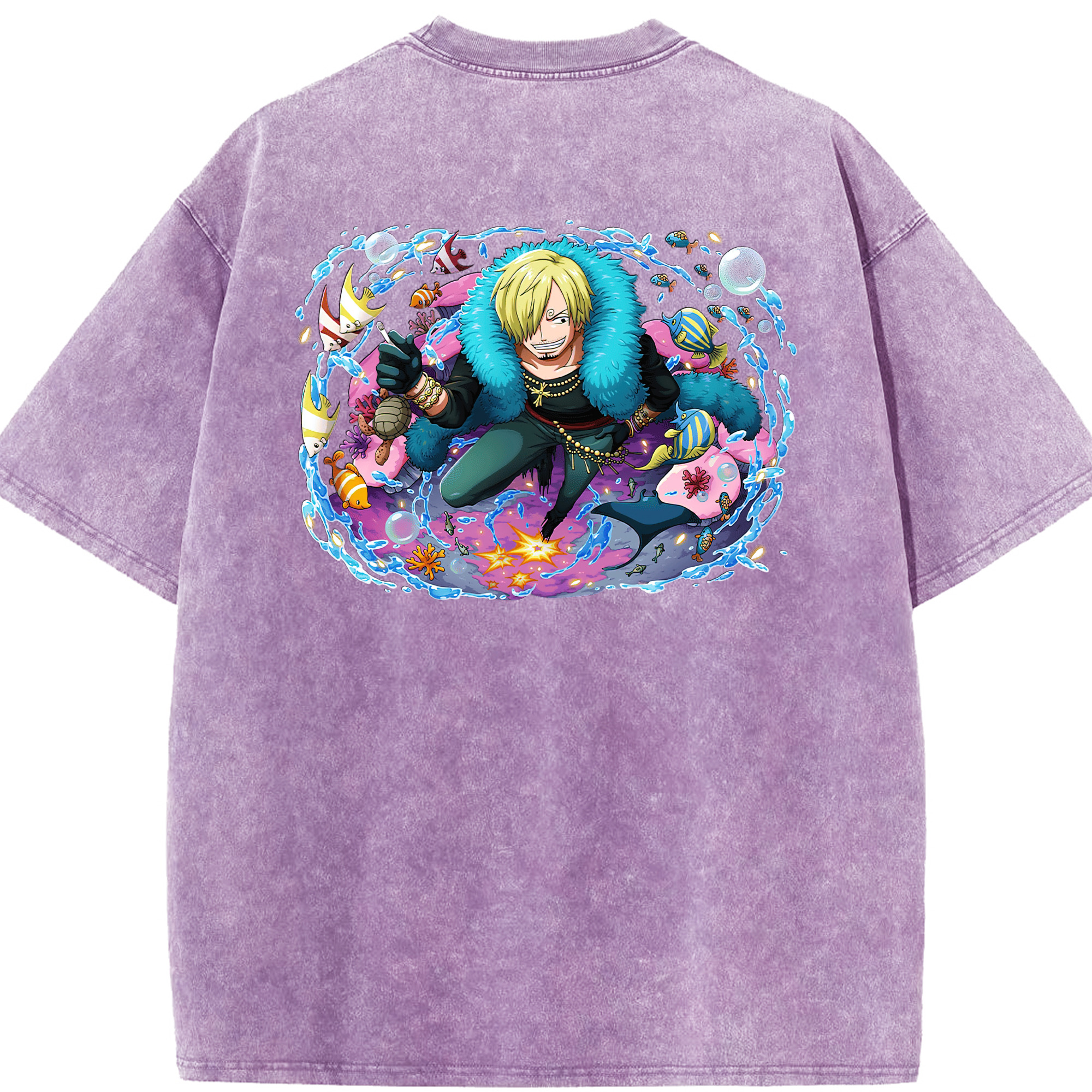 ワンピース サンジ ONE PIECE Sanji 綿100% ヴィンテージ風 半袖Tシャツ（背面プリント）