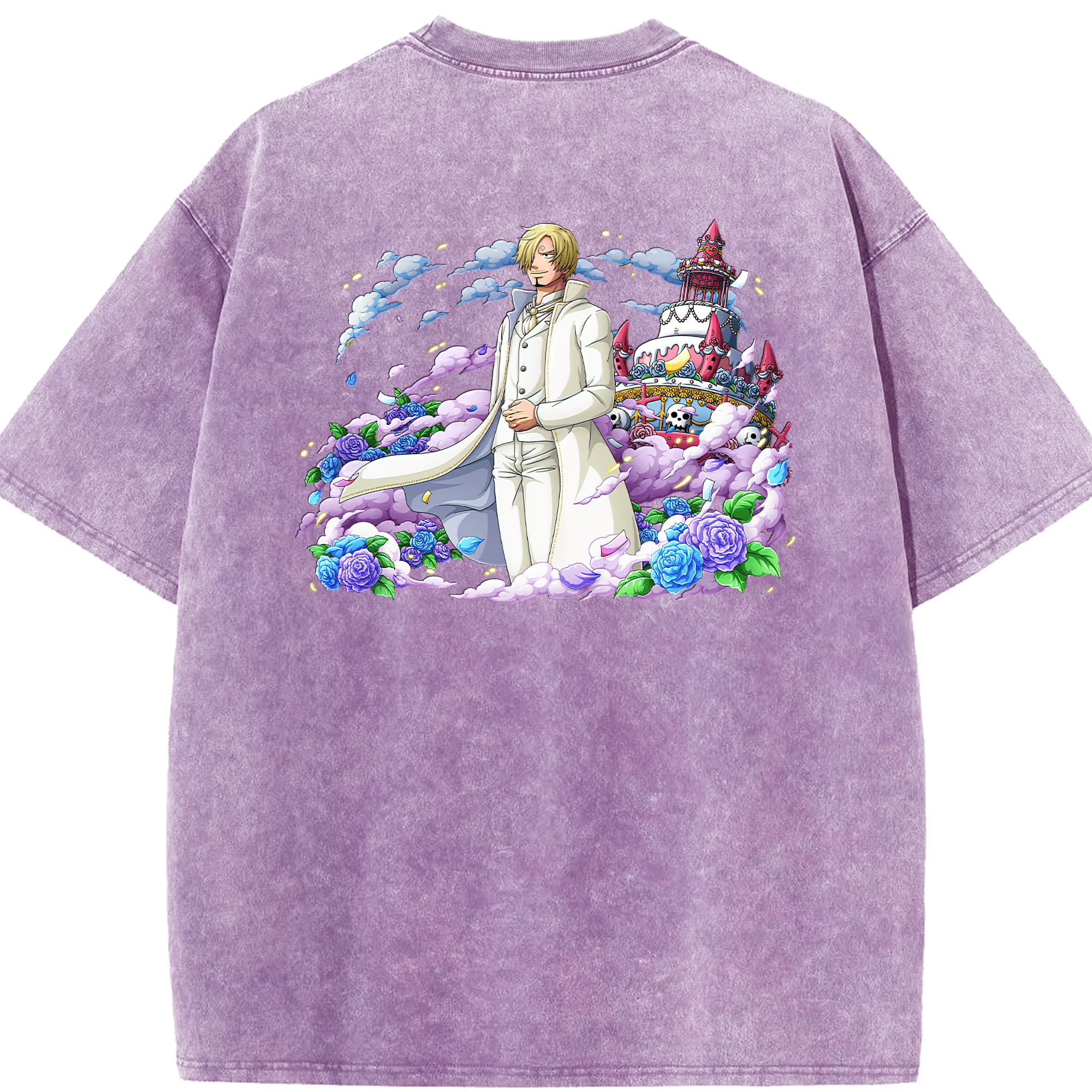 （画像用） ワンピース サンジ ONE PIECE Sanji 綿100% ヴィンテージ風 半袖Tシャツ（背面プリント）