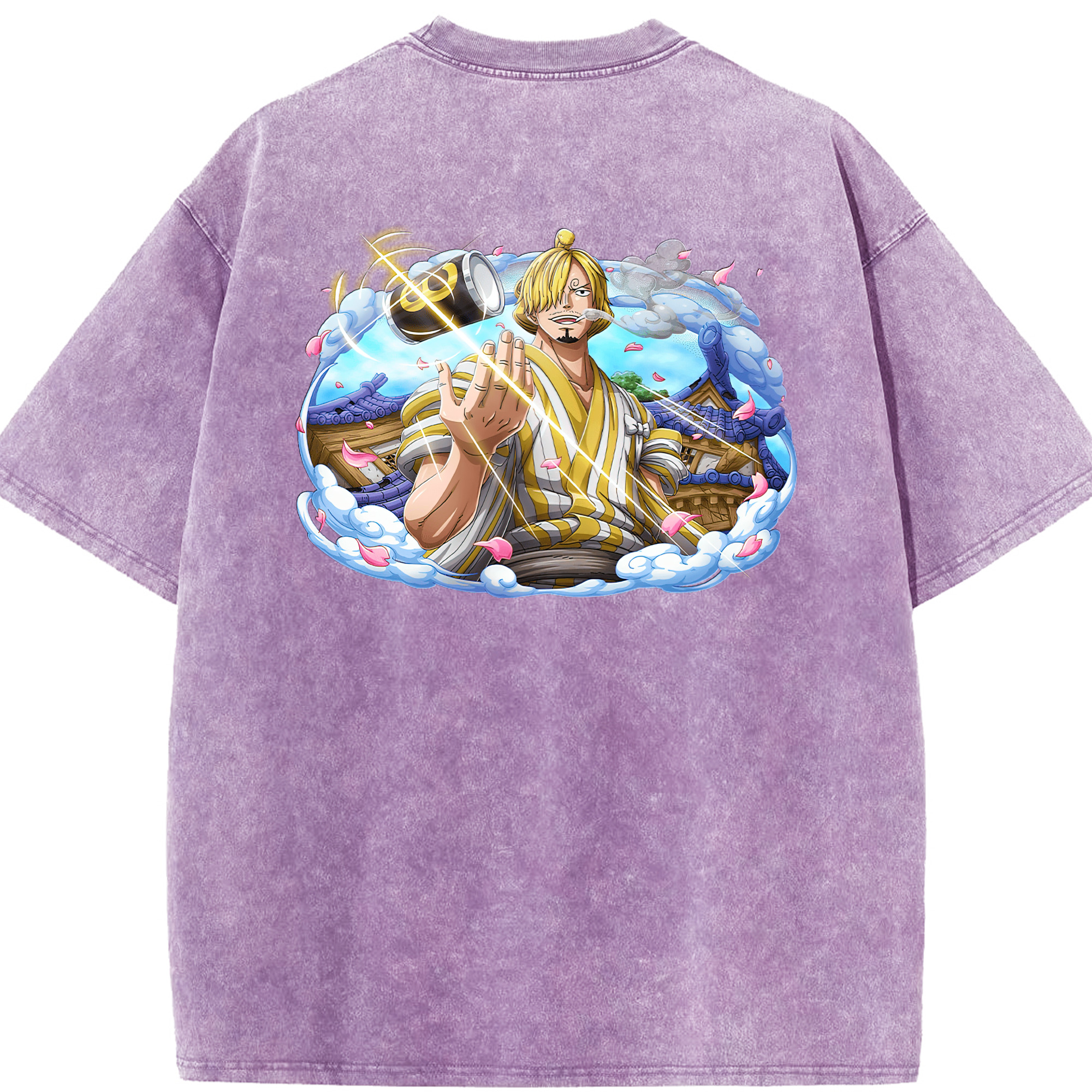 ワンピース サンジ ONE PIECE Sanji 綿100% ヴィンテージ風 半袖Tシャツ（背面プリント）