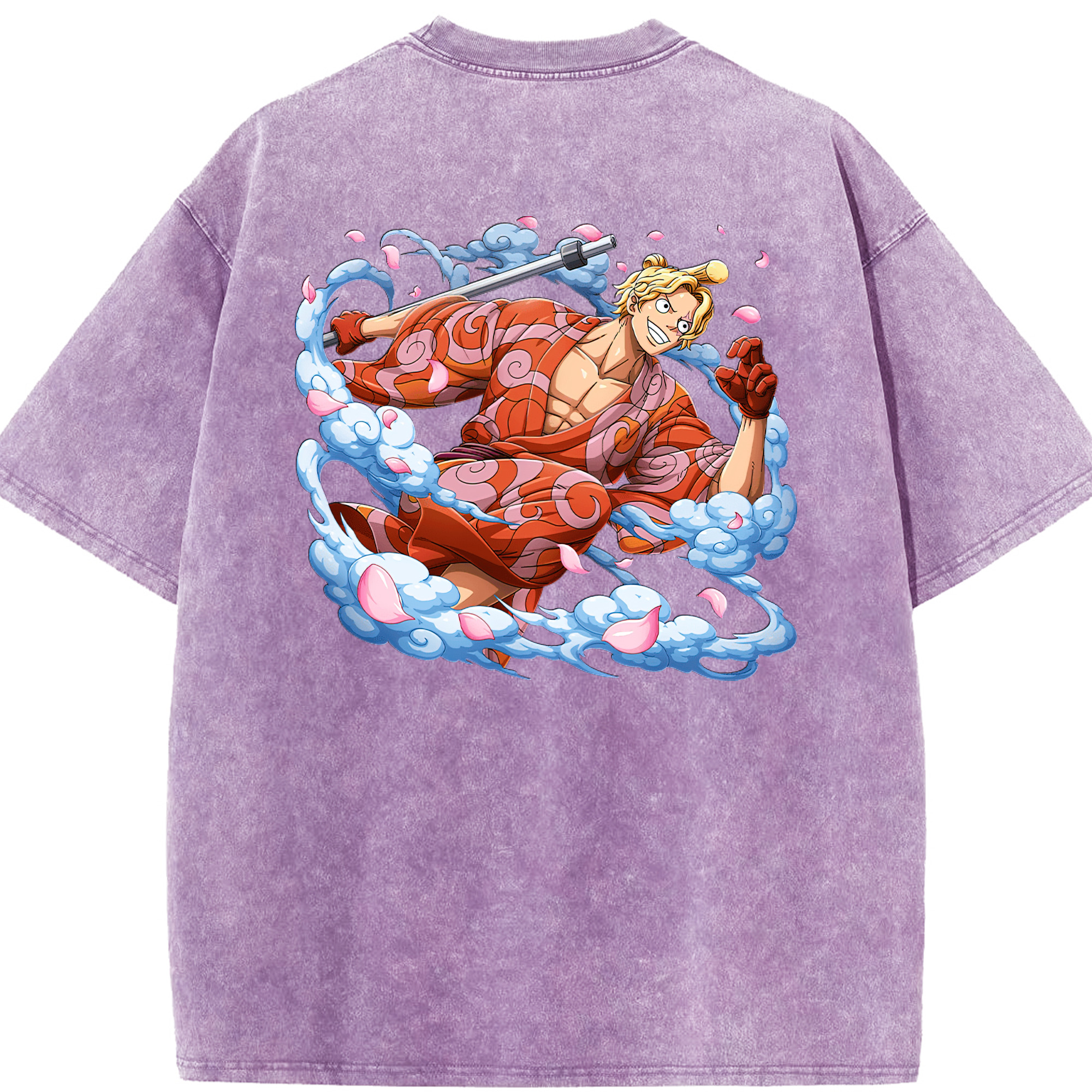 ワンピース サンジ ONE PIECE Sanji 綿100% ヴィンテージ風 半袖Tシャツ（背面プリント）
