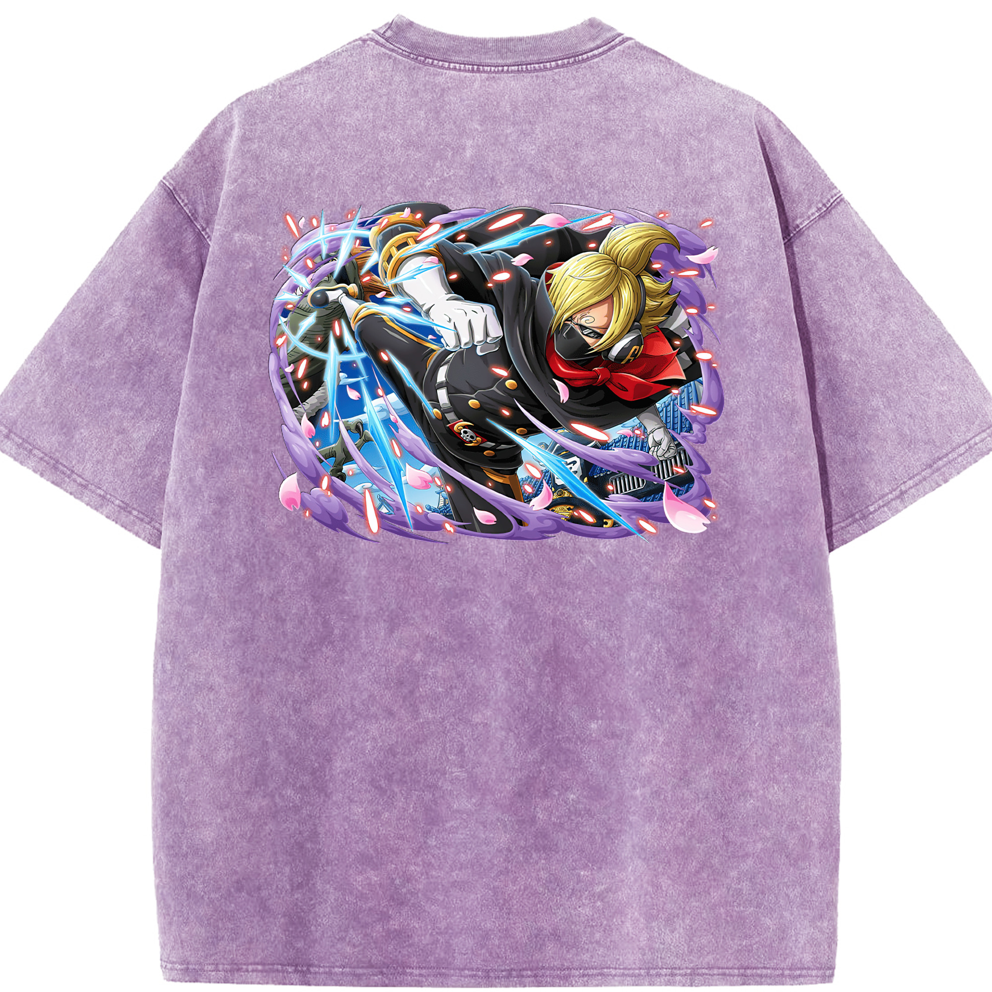 ワンピース サンジ ONE PIECE Sanji 綿100% ヴィンテージ風 半袖Tシャツ（背面プリント）