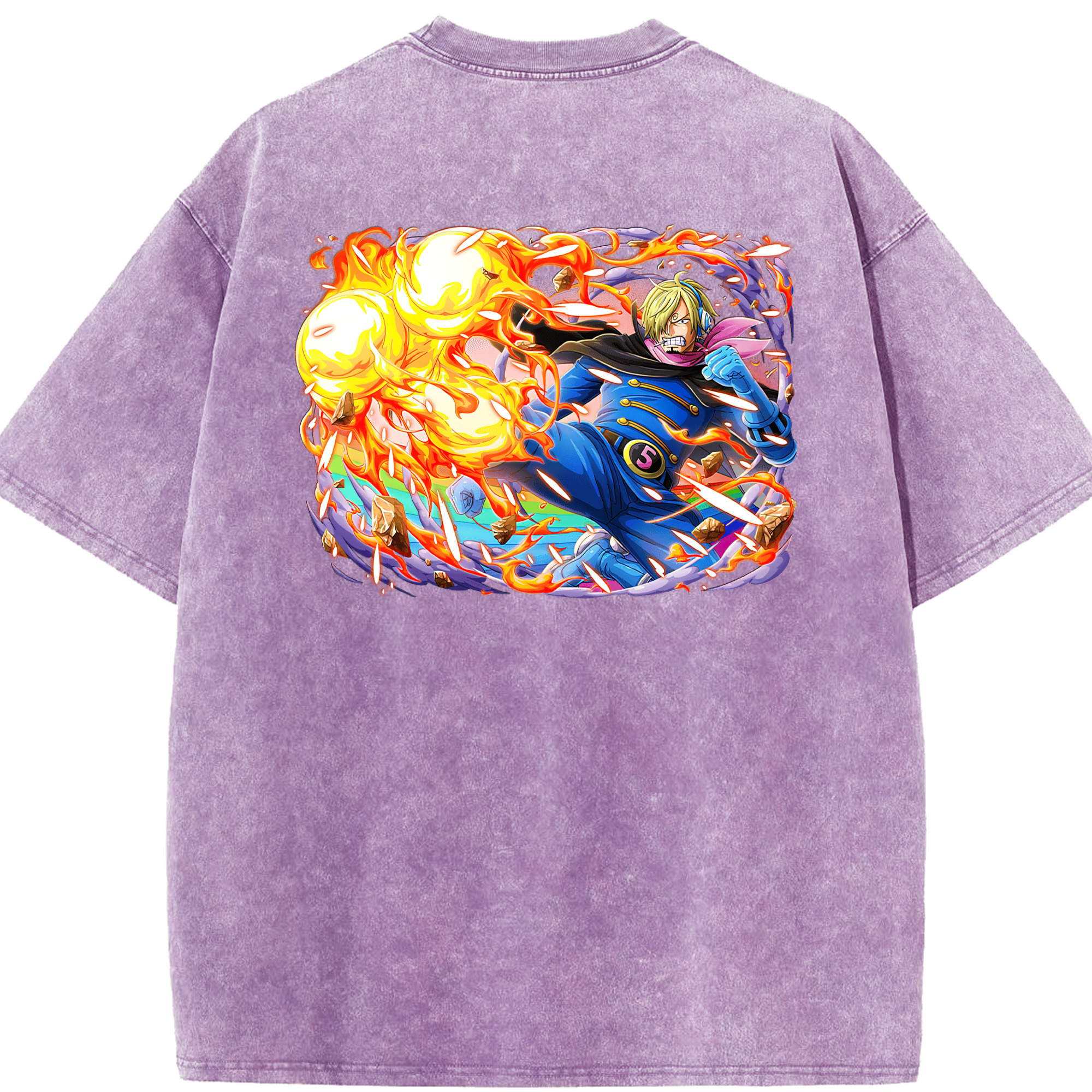 ワンピース サンジ ONE PIECE Sanji 綿100% ヴィンテージ風 半袖Tシャツ（背面プリント）