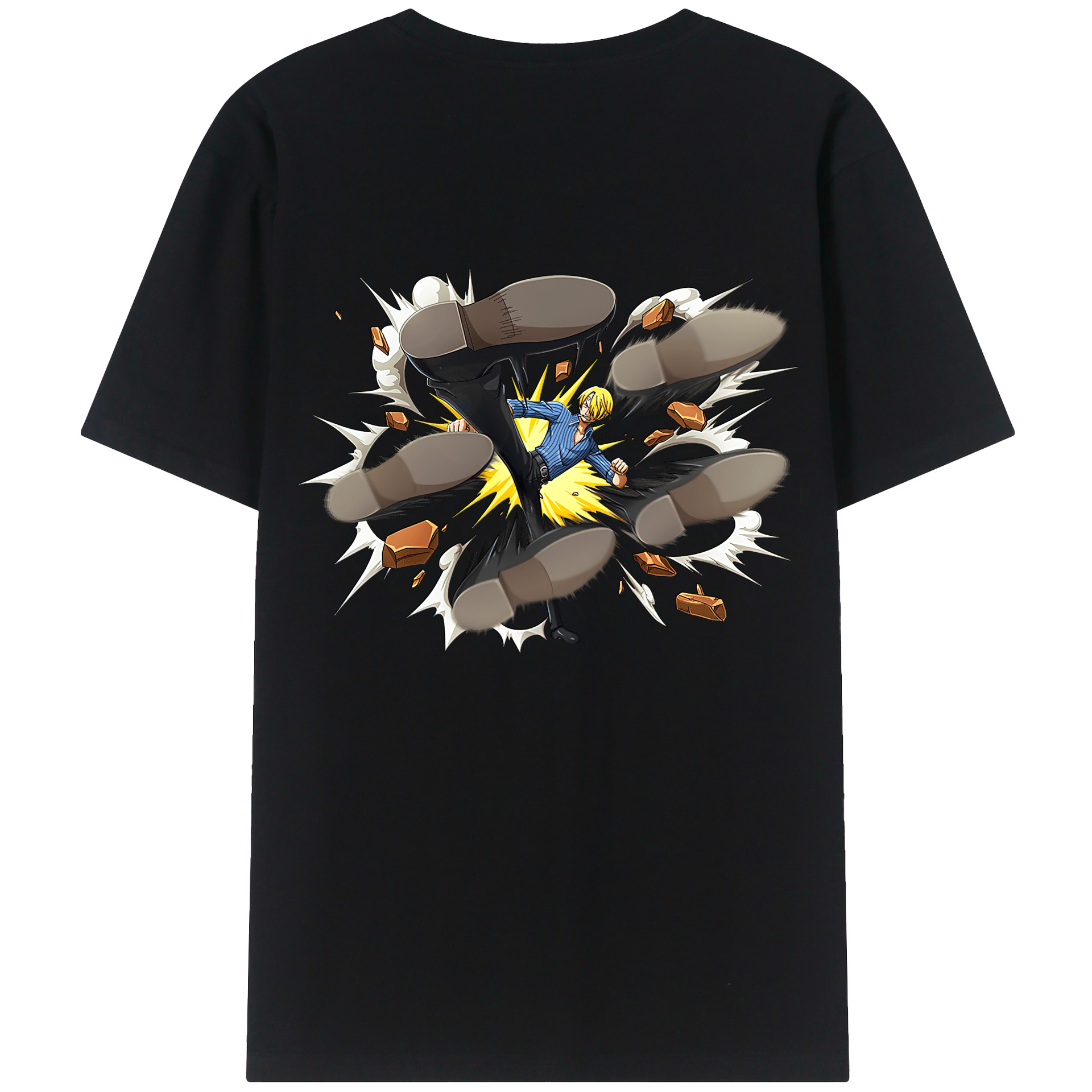 （画像用） ワンピース サンジ ONE PIECE Sanji 綿100％ メンズ半袖Tシャツ（バックプリント） 通気性