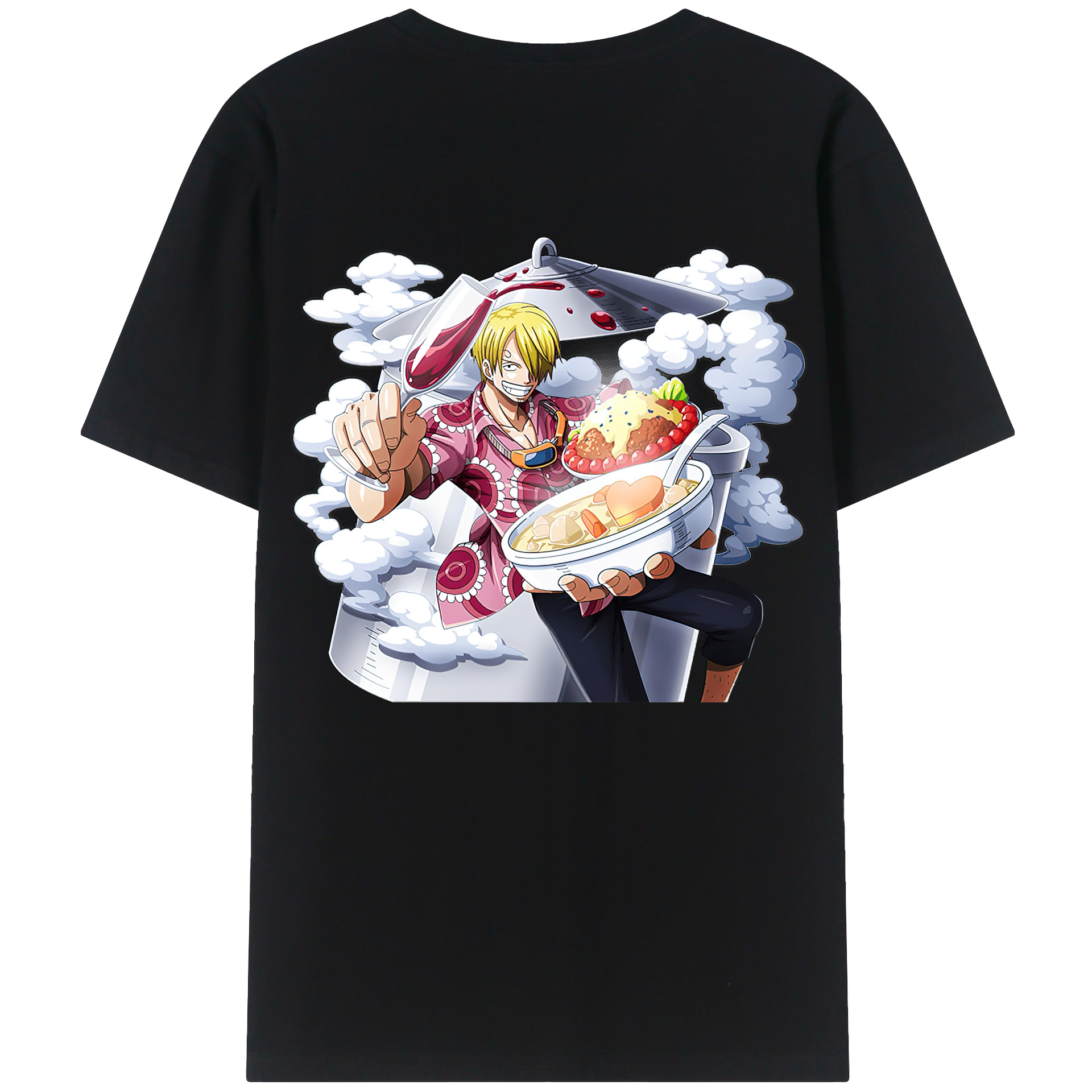 （画像用） ワンピース サンジ ONE PIECE Sanji 綿100％ メンズ半袖Tシャツ（バックプリント） 通気性