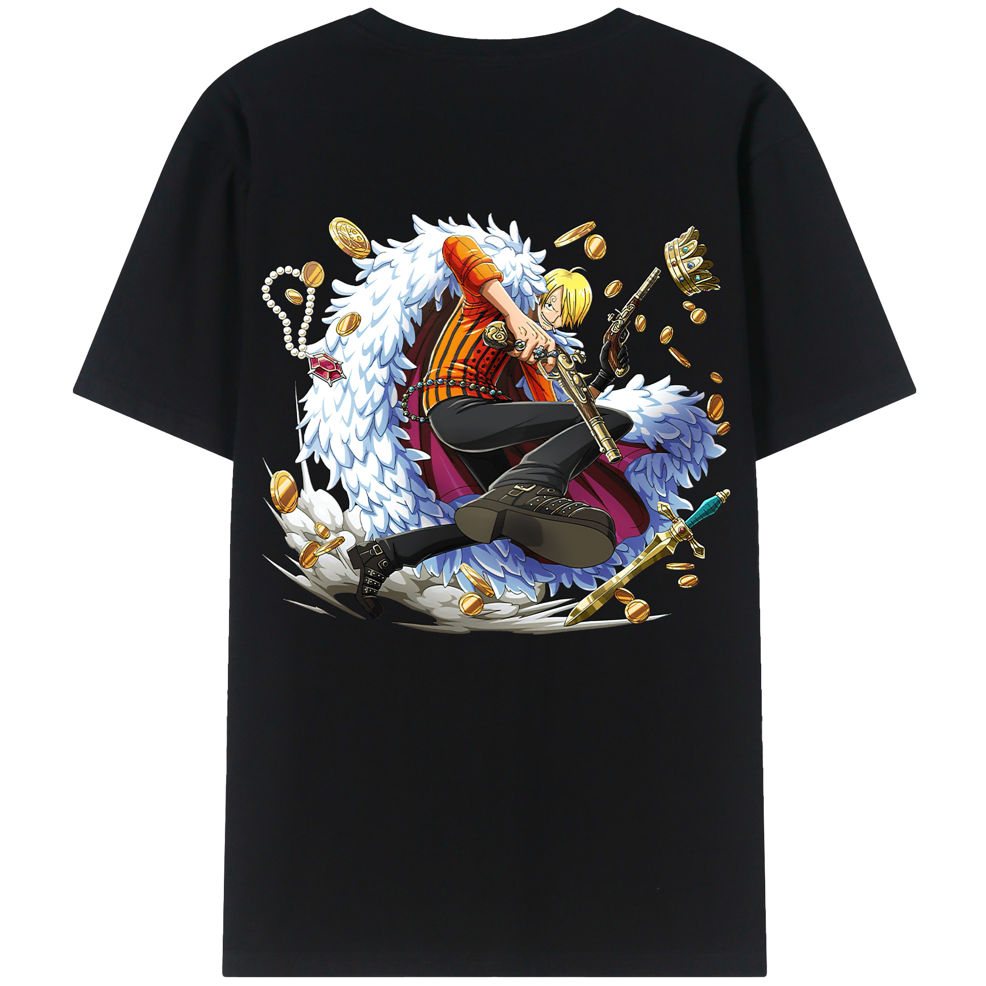 （画像用） ワンピース サンジ ONE PIECE Sanji 綿100％ メンズ半袖Tシャツ（バックプリント） 通気性