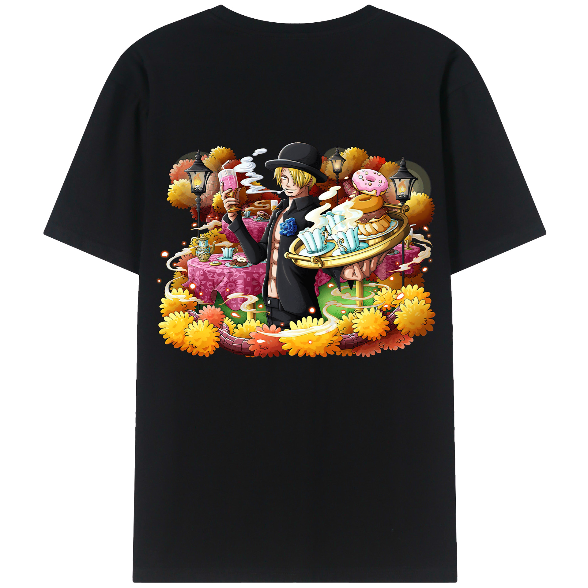 （画像用） ワンピース サンジ ONE PIECE Sanji 綿100％ メンズ半袖Tシャツ（バックプリント） 通気性