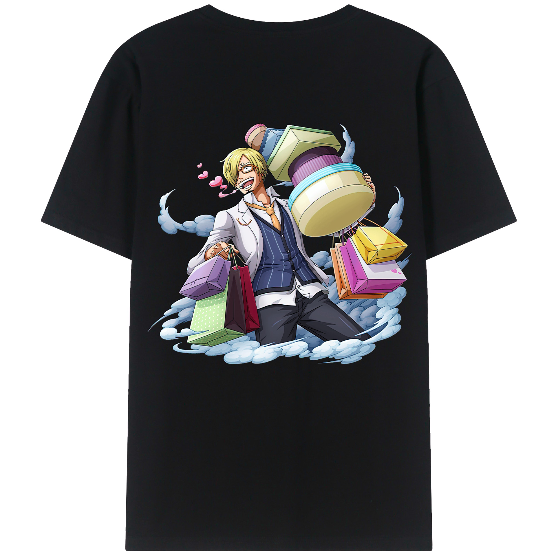 （画像用） ワンピース サンジ ONE PIECE Sanji 綿100％ メンズ半袖Tシャツ（バックプリント） 通気性