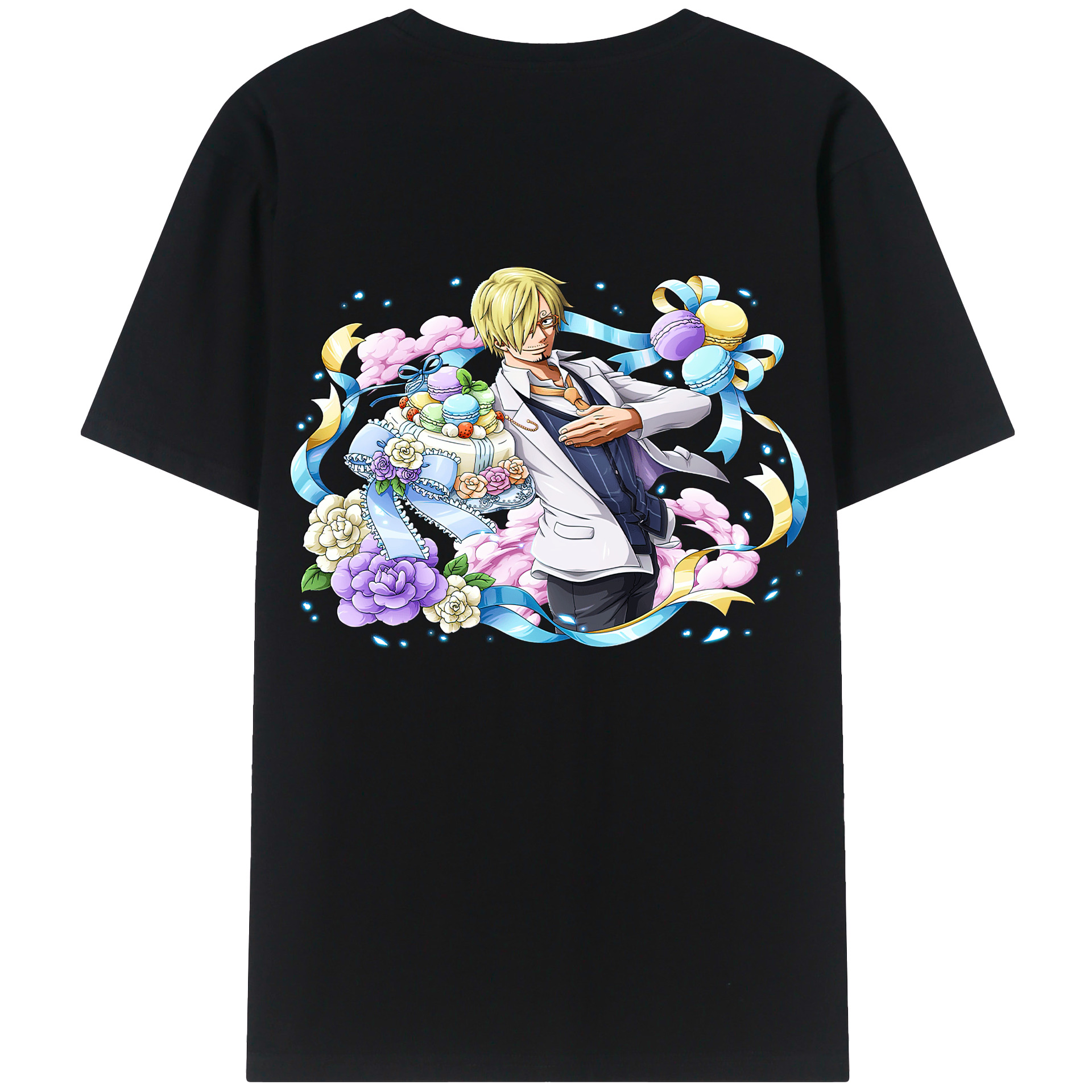 （画像用） ワンピース サンジ ONE PIECE Sanji 綿100％ メンズ半袖Tシャツ（バックプリント） 通気性