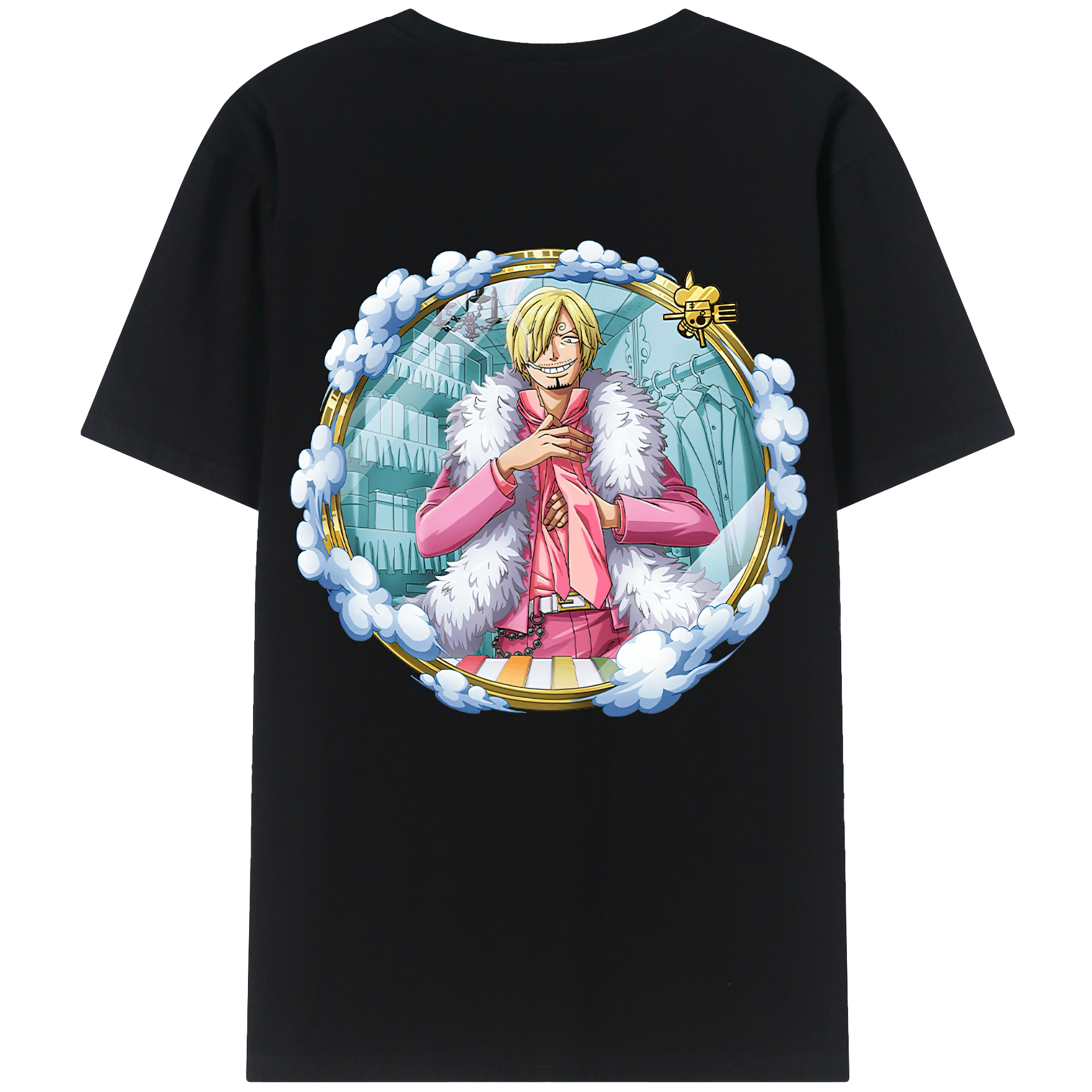 （画像用） ワンピース サンジ ONE PIECE Sanji 綿100％ メンズ半袖Tシャツ（バックプリント） 通気性