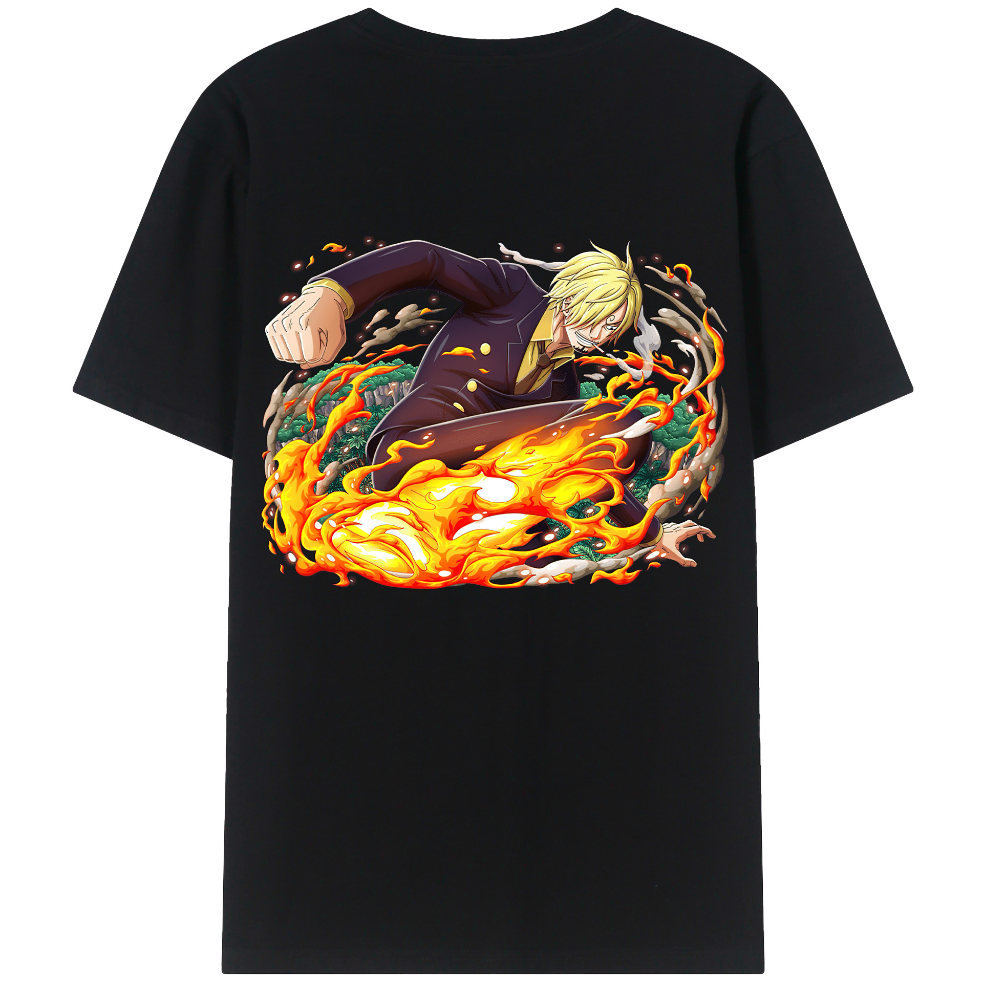 （画像用） ワンピース サンジ ONE PIECE Sanji 綿100％ メンズ半袖Tシャツ（バックプリント） 通気性