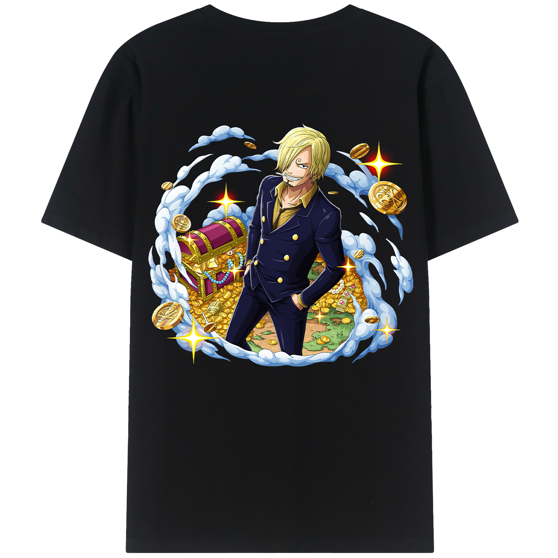 （画像用） ワンピース サンジ ONE PIECE Sanji 綿100％ メンズ半袖Tシャツ（バックプリント） 通気性