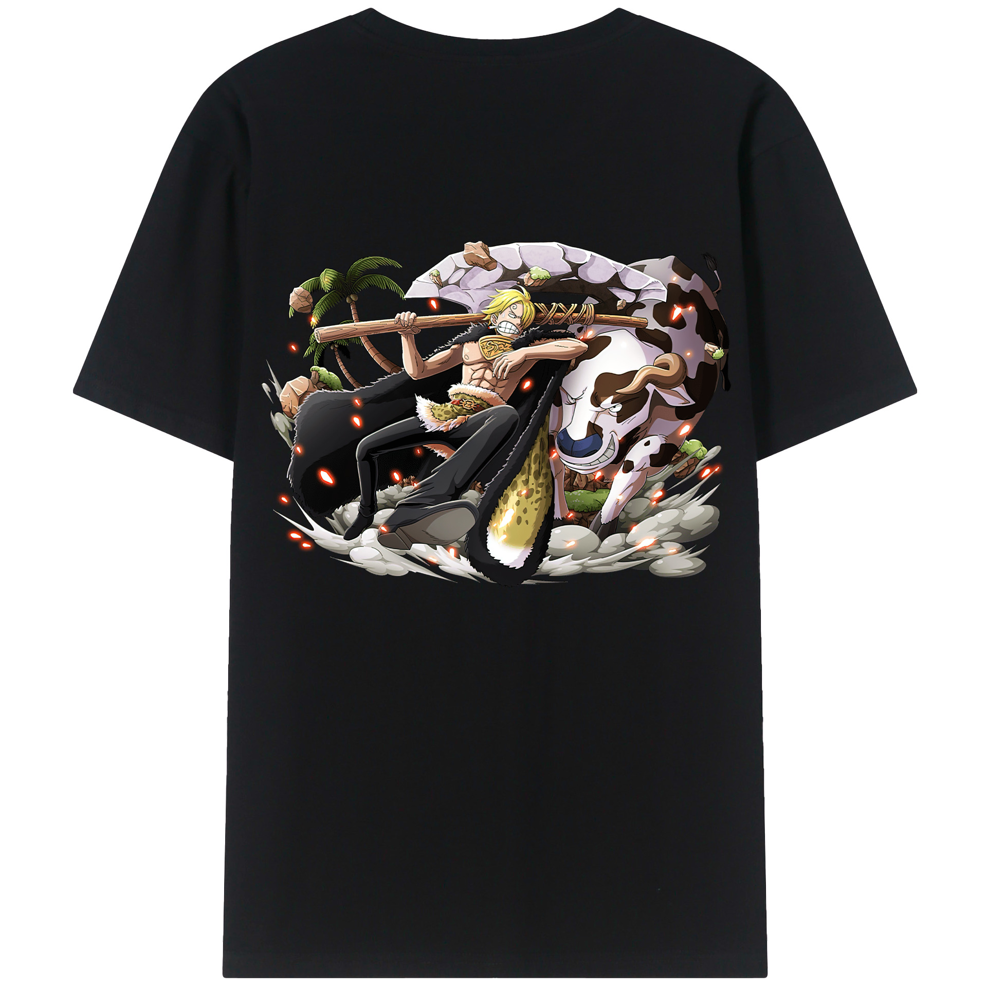 （画像用） ワンピース サンジ ONE PIECE Sanji 綿100％ メンズ半袖Tシャツ（バックプリント） 通気性