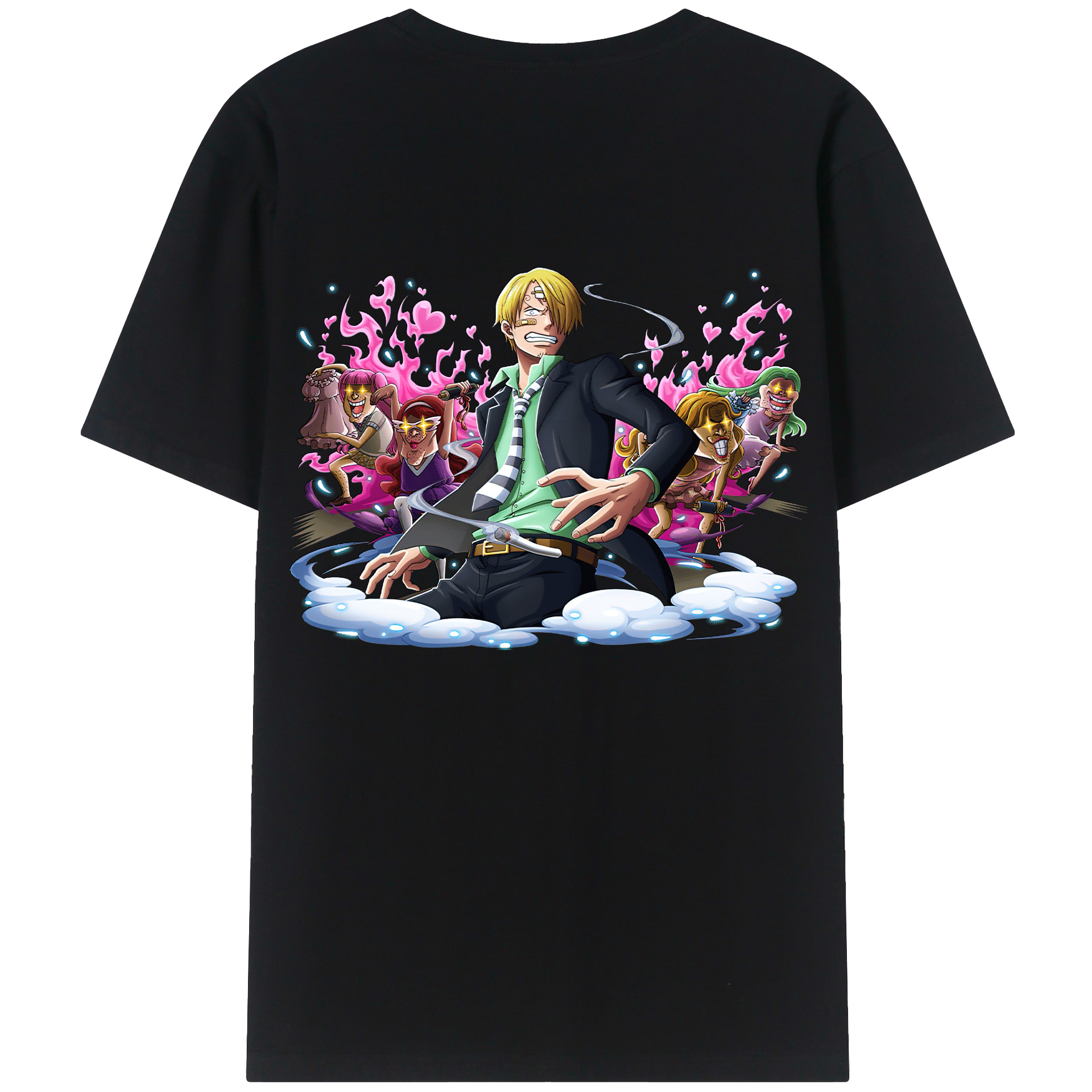 （画像用） ワンピース サンジ ONE PIECE Sanji 綿100％ メンズ半袖Tシャツ（バックプリント） 通気性