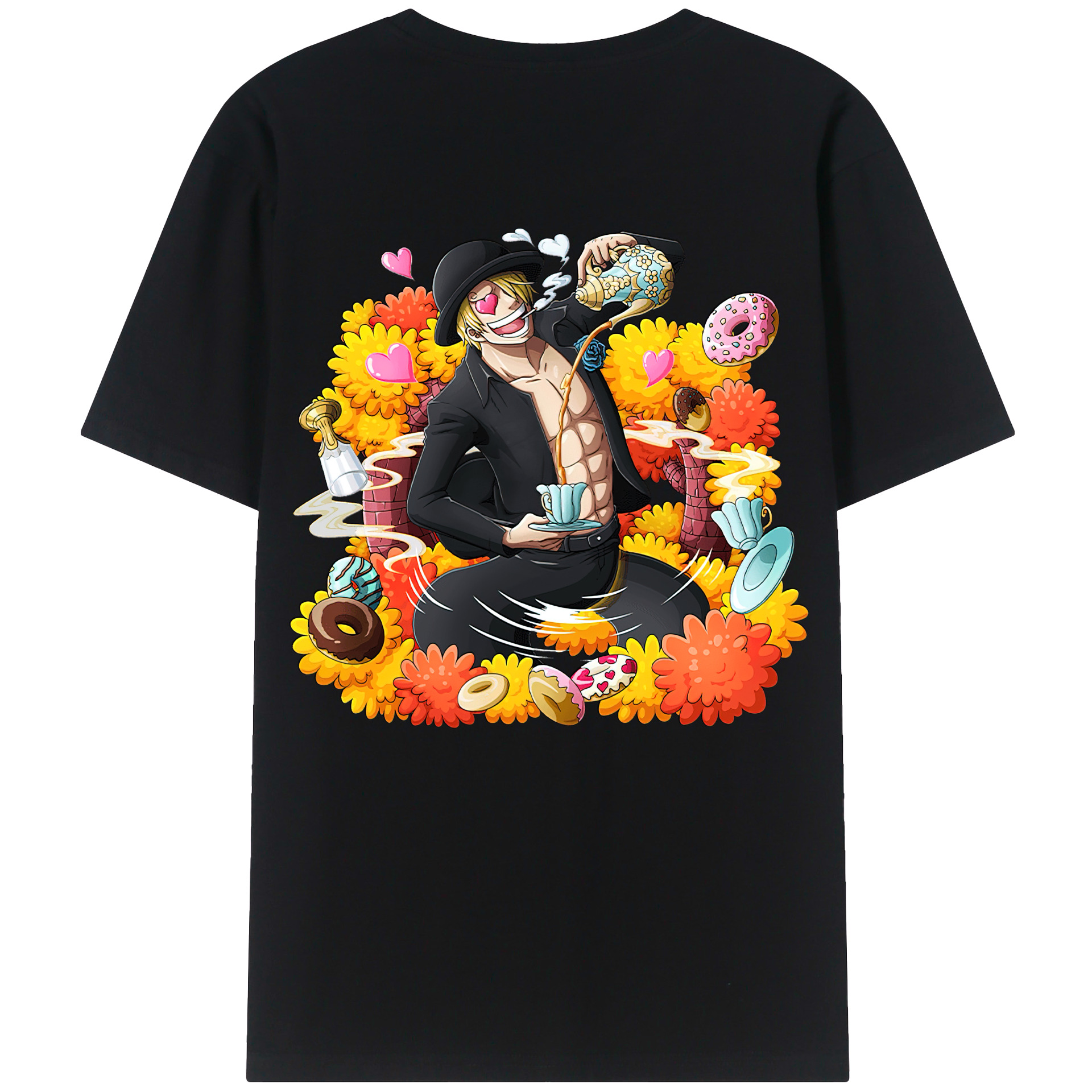（画像用） ワンピース サンジ ONE PIECE Sanji 綿100％ メンズ半袖Tシャツ（バックプリント） 通気性