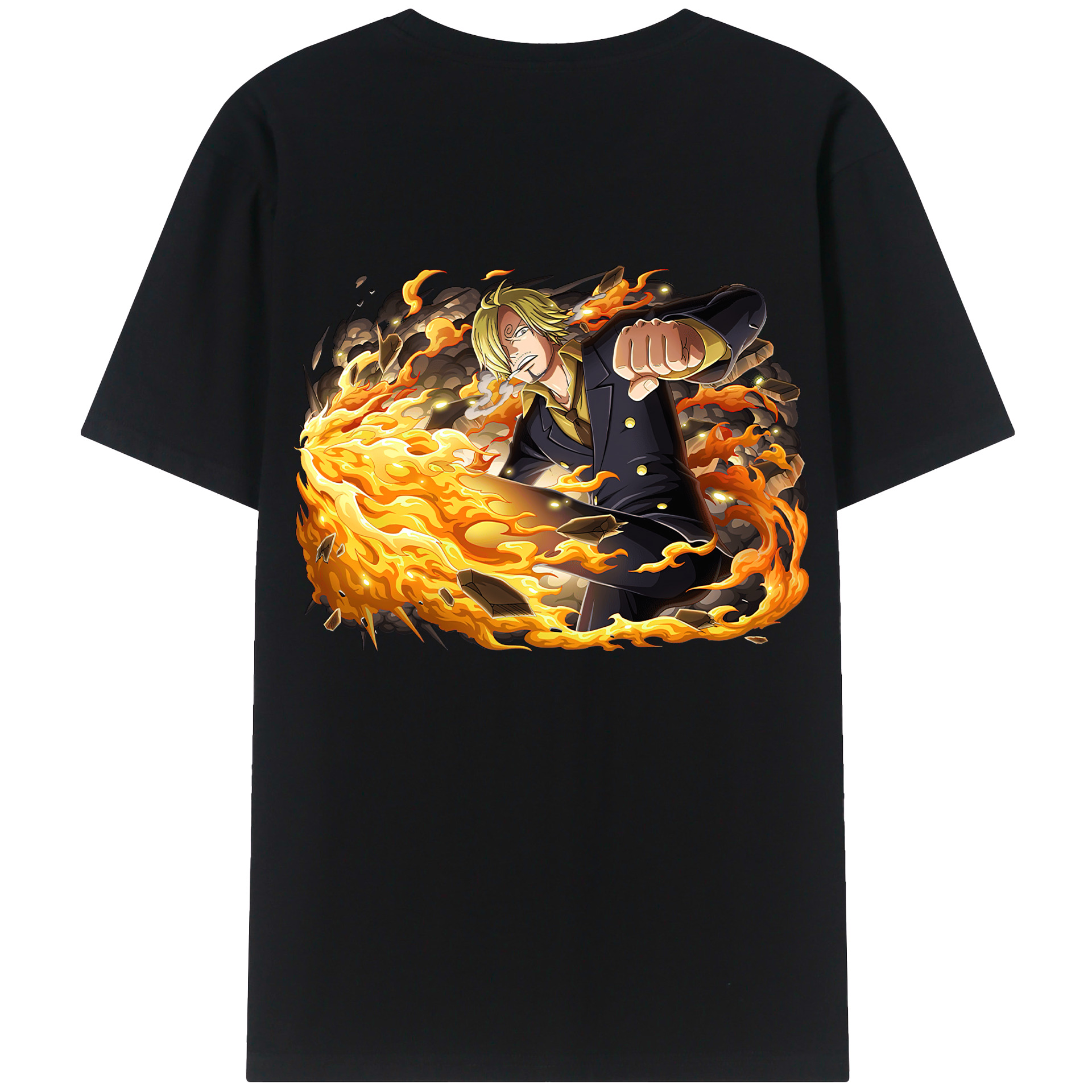 （画像用） ワンピース サンジ ONE PIECE Sanji 綿100％ メンズ半袖Tシャツ（バックプリント） 通気性