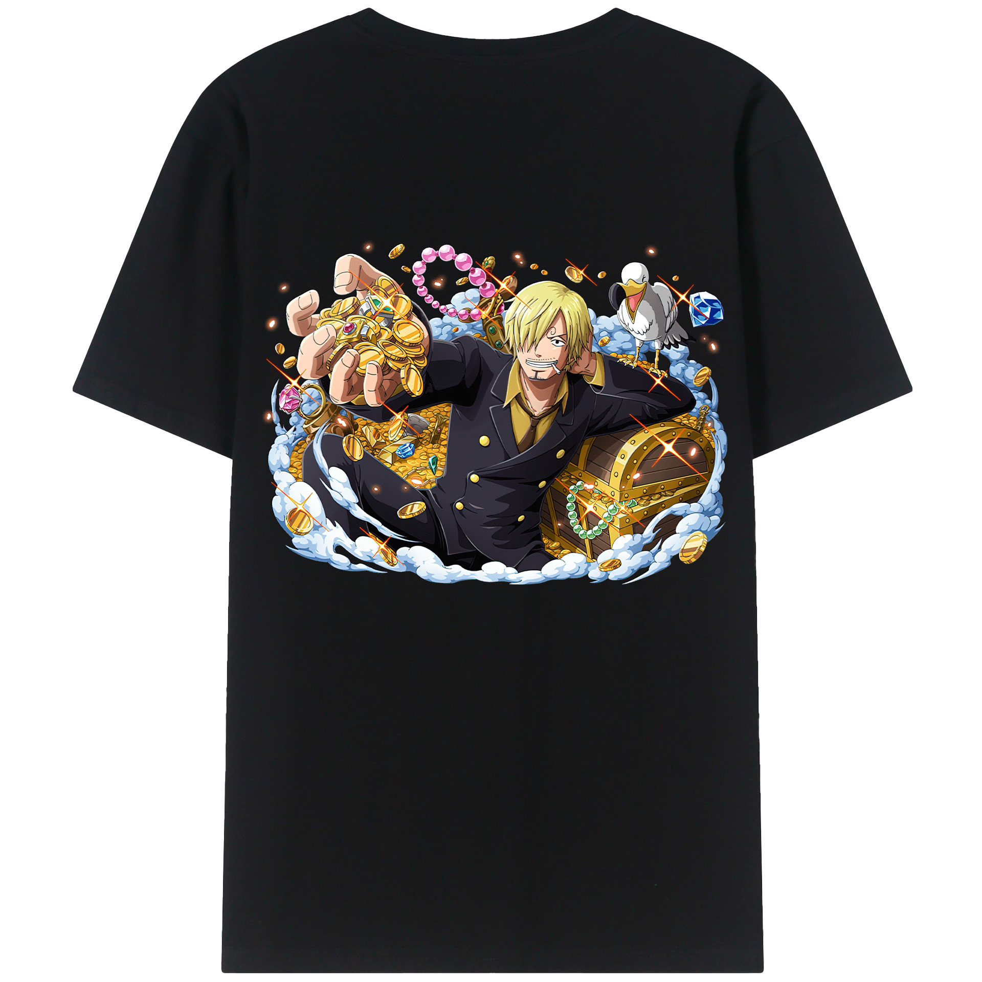 （画像用） ワンピース サンジ ONE PIECE Sanji 綿100％ メンズ半袖Tシャツ（バックプリント） 通気性