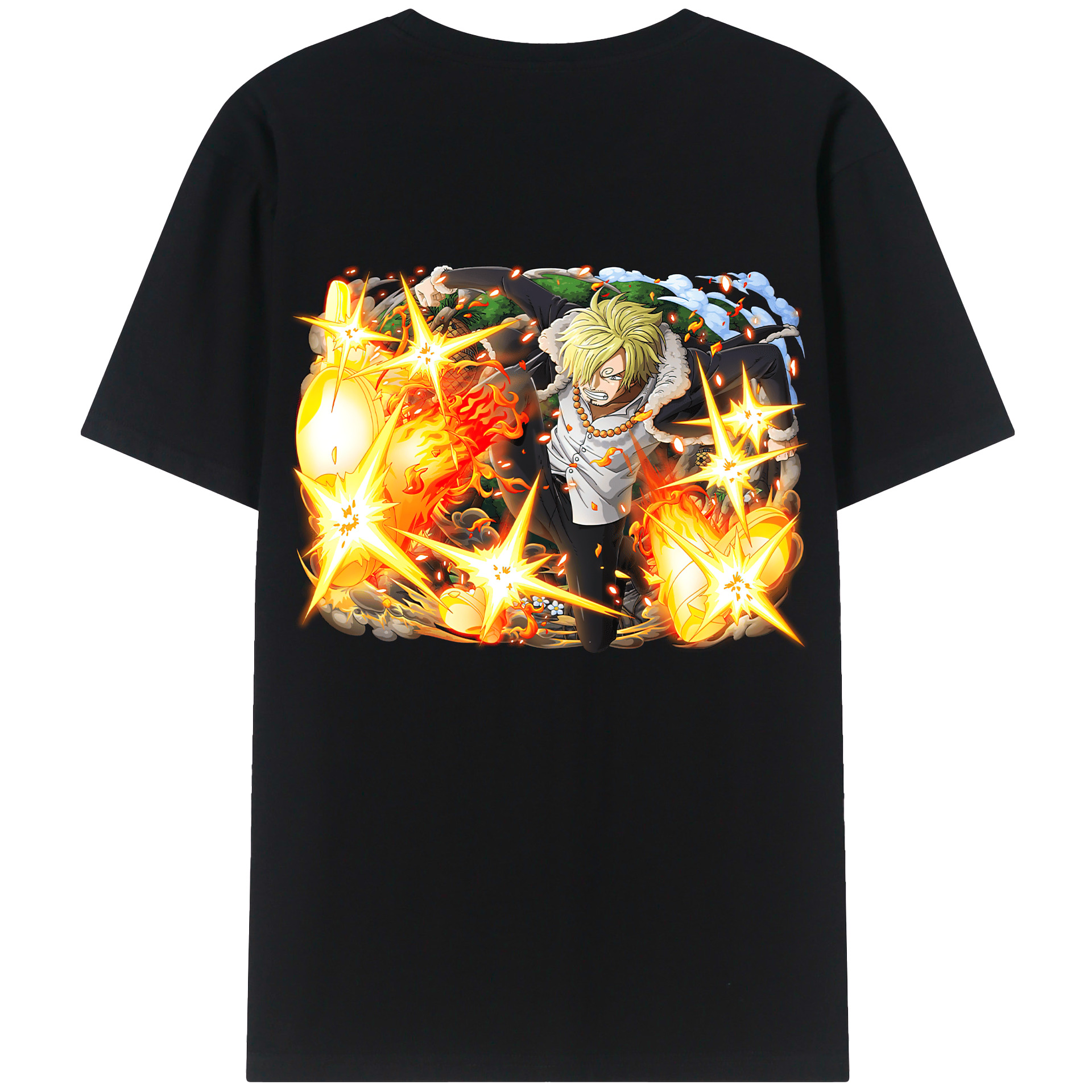 （画像用） ワンピース サンジ ONE PIECE Sanji 綿100％ メンズ半袖Tシャツ（バックプリント） 通気性