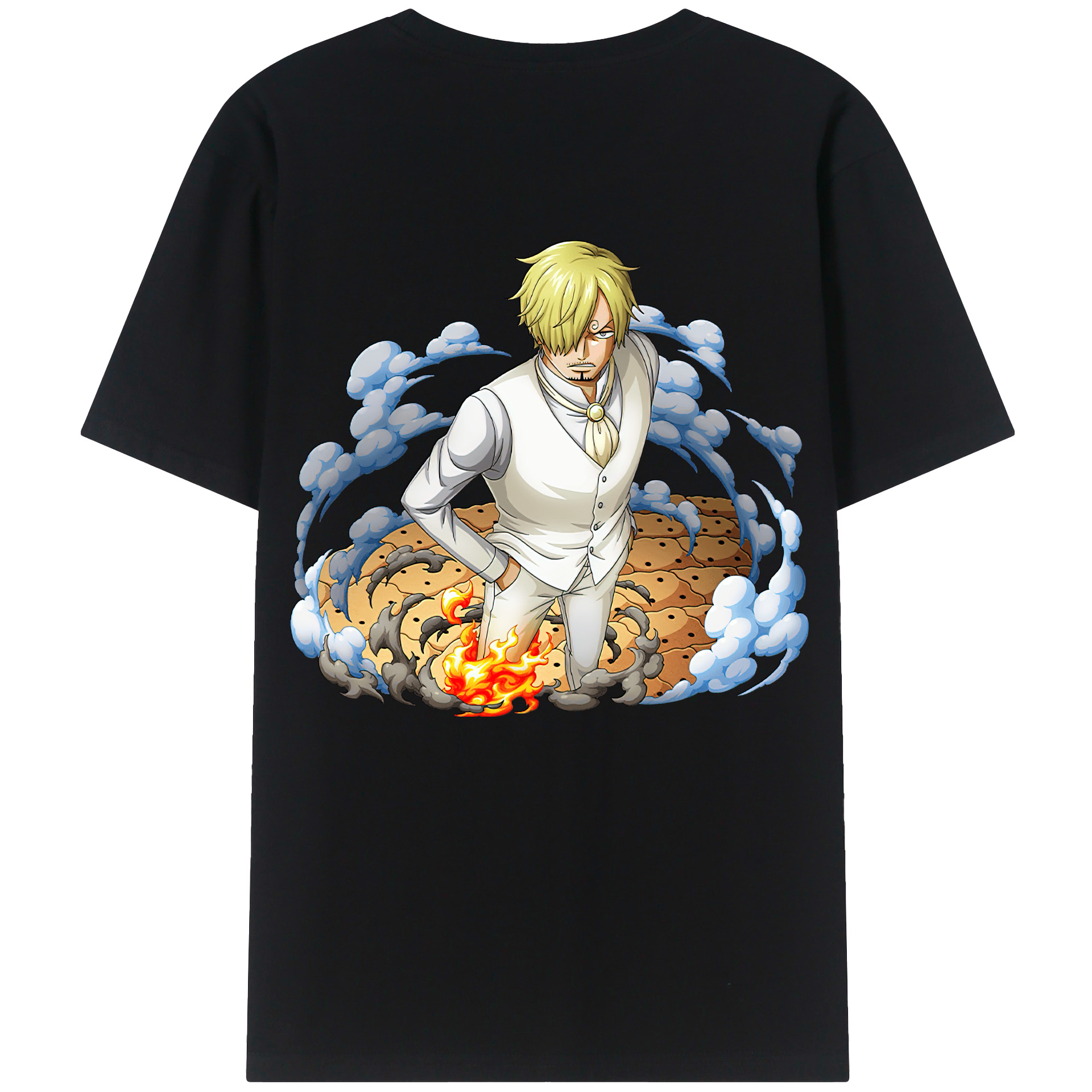 （画像用） ワンピース サンジ ONE PIECE Sanji 綿100％ メンズ半袖Tシャツ（バックプリント） 通気性