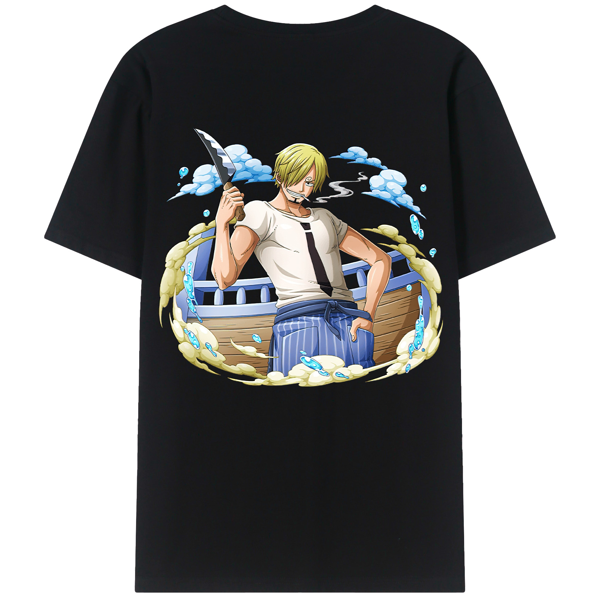 （画像用） ワンピース サンジ ONE PIECE Sanji 綿100％ メンズ半袖Tシャツ（バックプリント） 通気性