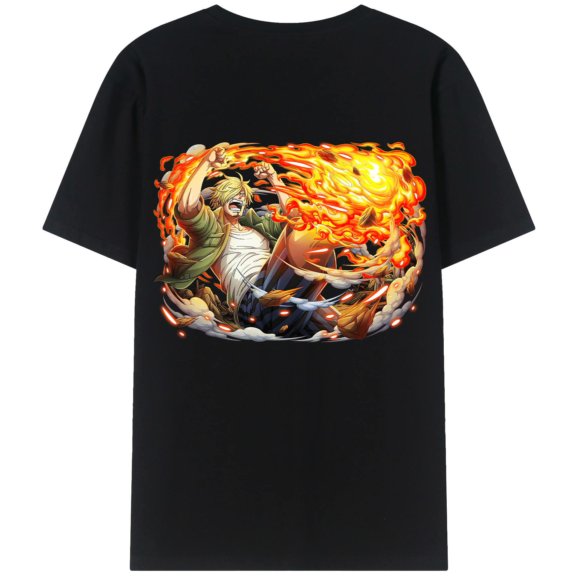 （画像用） ワンピース サンジ ONE PIECE Sanji 綿100％ メンズ半袖Tシャツ（バックプリント） 通気性