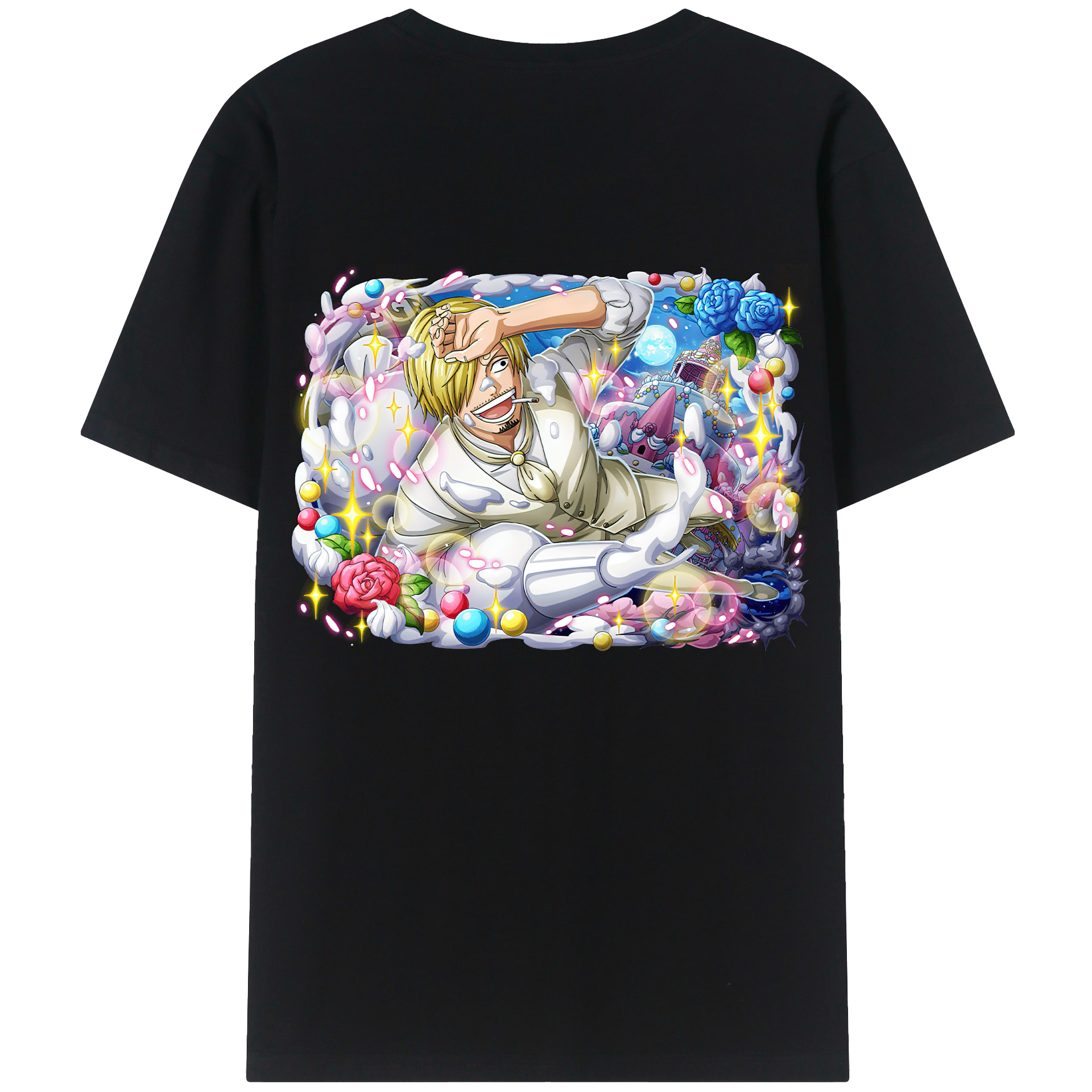 （画像用） ワンピース サンジ ONE PIECE Sanji 綿100％ メンズ半袖Tシャツ（バックプリント） 通気性