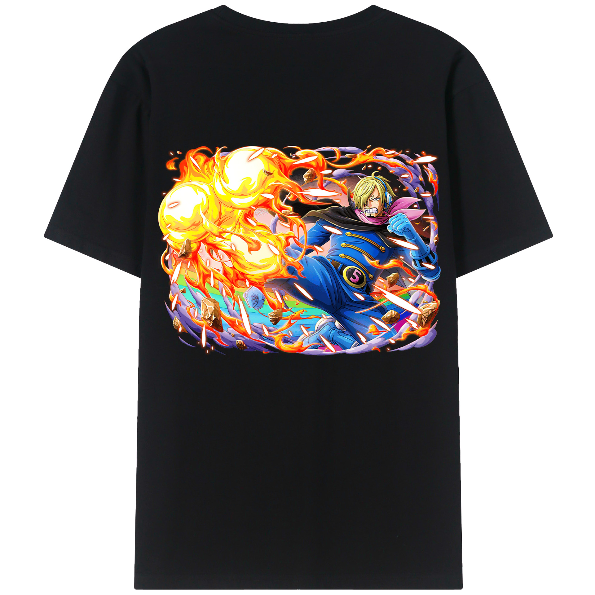 （画像用） ワンピース サンジ ONE PIECE Sanji 綿100％ メンズ半袖Tシャツ（バックプリント） 通気性
