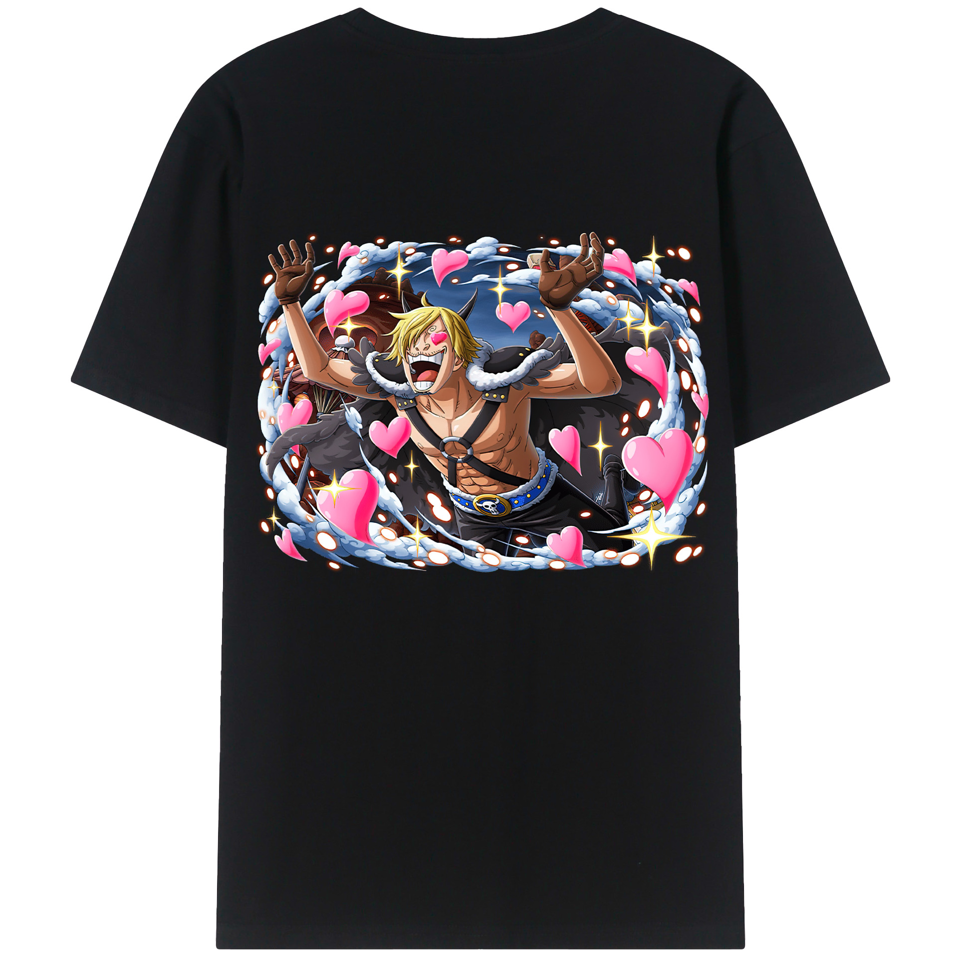 （画像用） ワンピース サンジ ONE PIECE Sanji 綿100％ メンズ半袖Tシャツ（バックプリント） 通気性