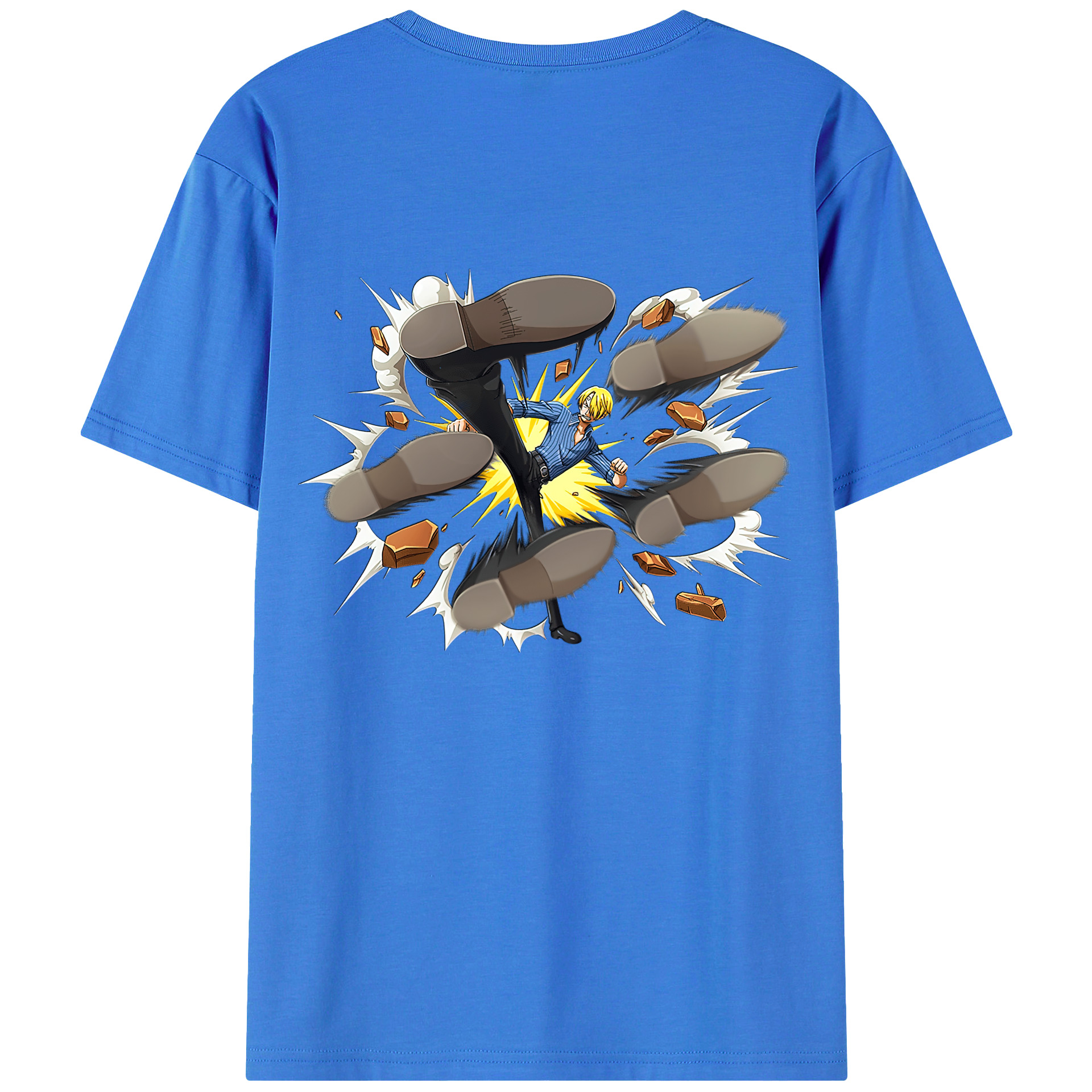 （画像用） ワンピース サンジ ONE PIECE Sanji 綿100％ メンズ半袖Tシャツ（バックプリント） 通気性