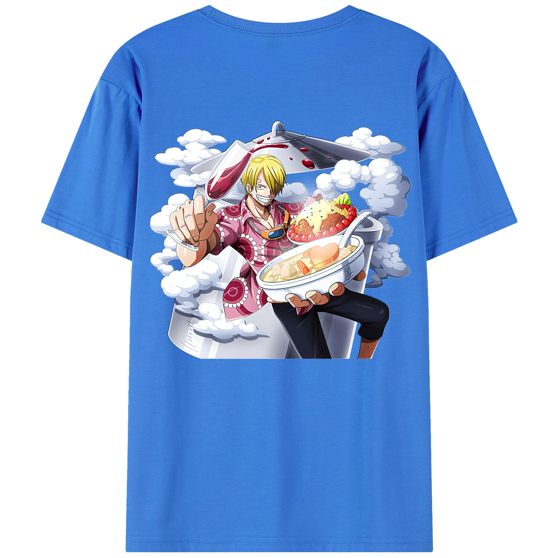 （画像用） ワンピース サンジ ONE PIECE Sanji 綿100％ メンズ半袖Tシャツ（バックプリント） 通気性