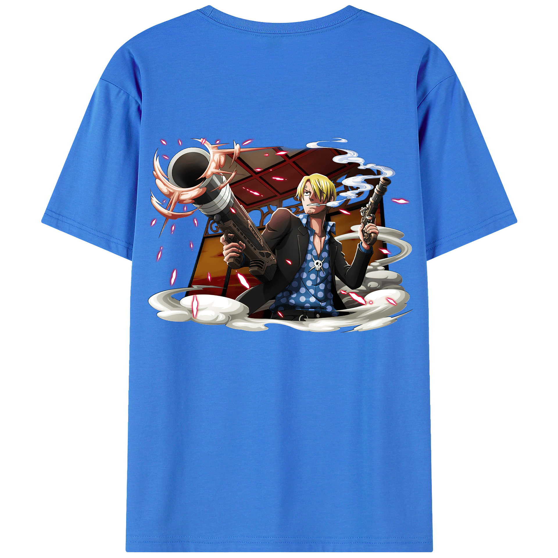 （画像用） ワンピース サンジ ONE PIECE Sanji 綿100％ メンズ半袖Tシャツ（バックプリント） 通気性