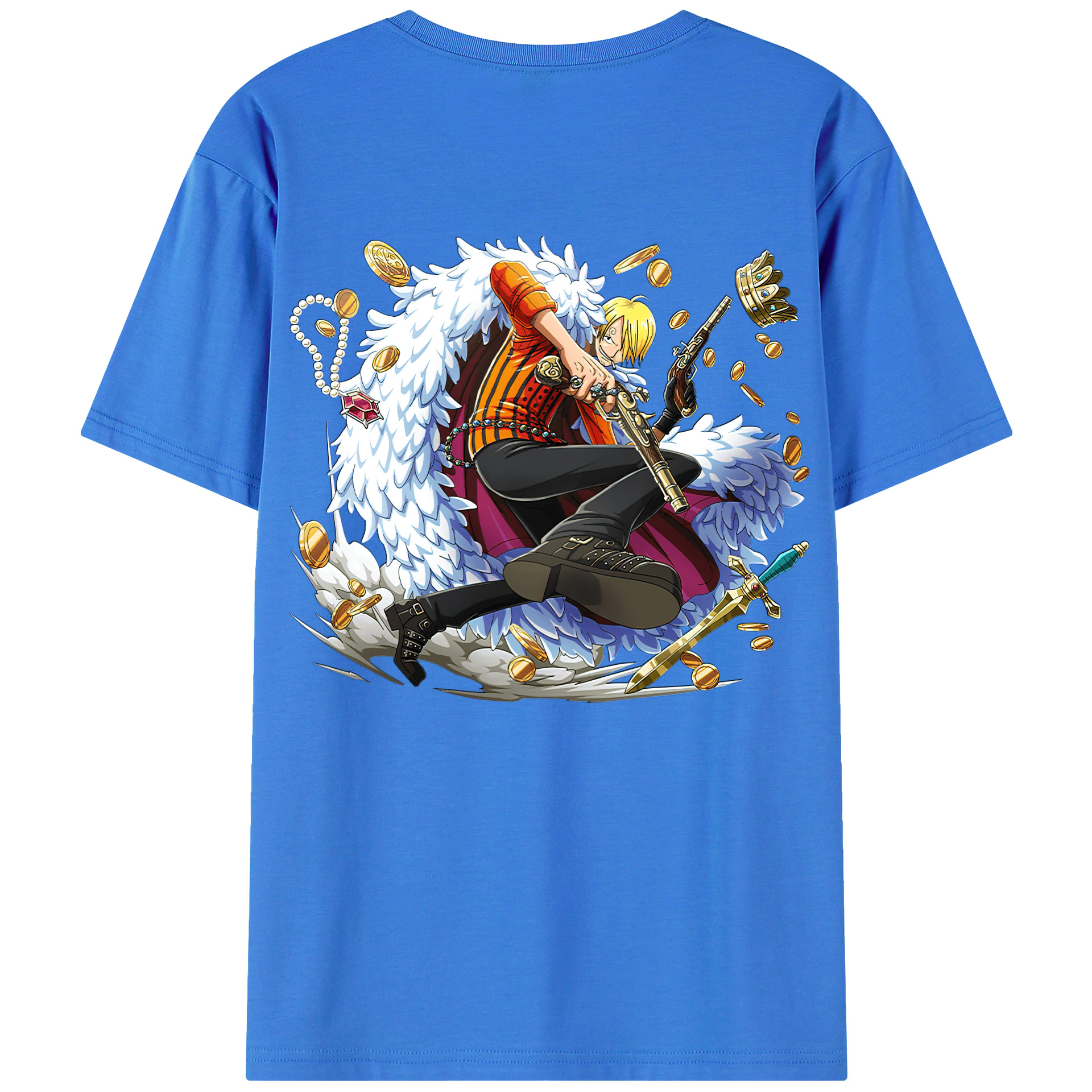 （画像用） ワンピース サンジ ONE PIECE Sanji 綿100％ メンズ半袖Tシャツ（バックプリント） 通気性