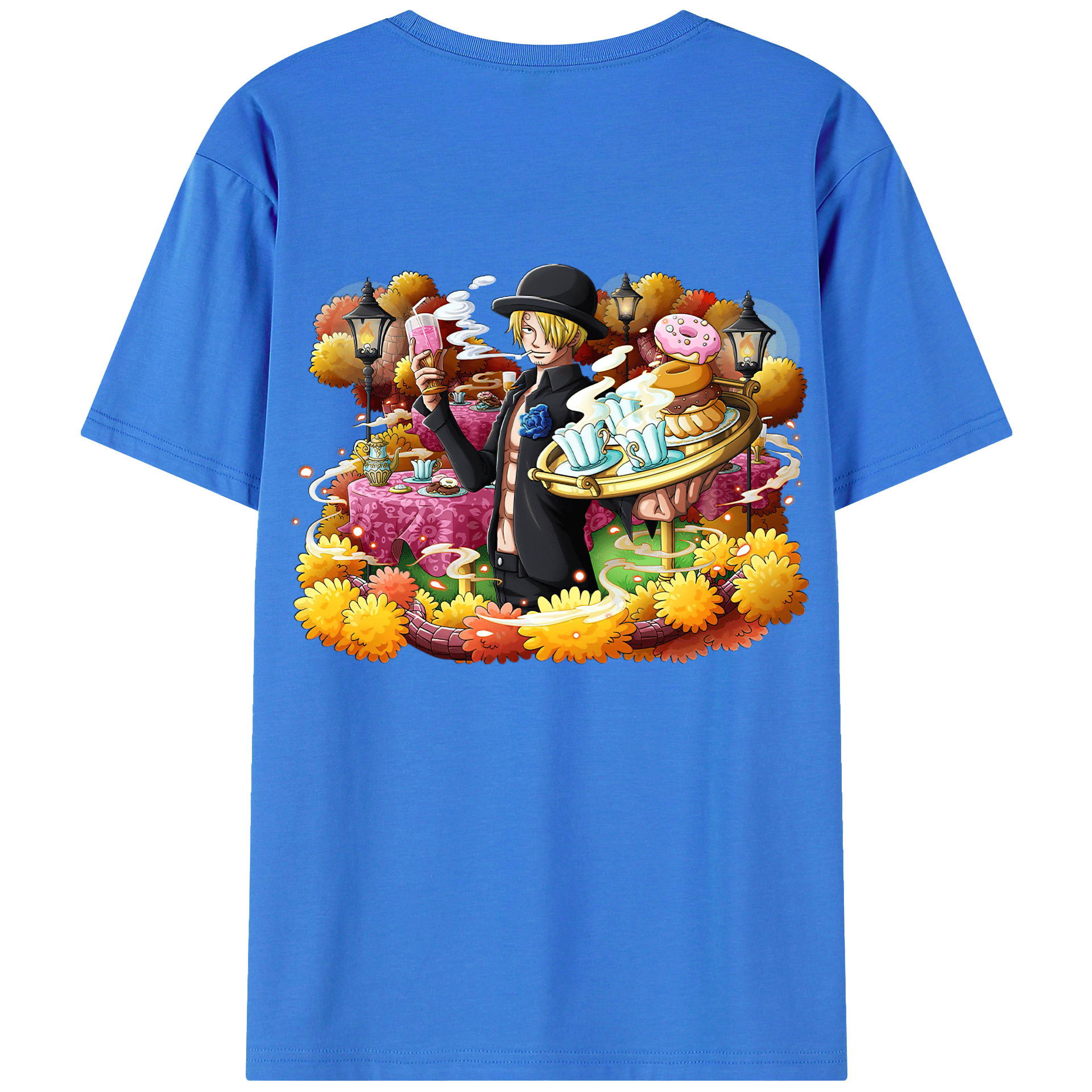 （画像用） ワンピース サンジ ONE PIECE Sanji 綿100％ メンズ半袖Tシャツ（バックプリント） 通気性