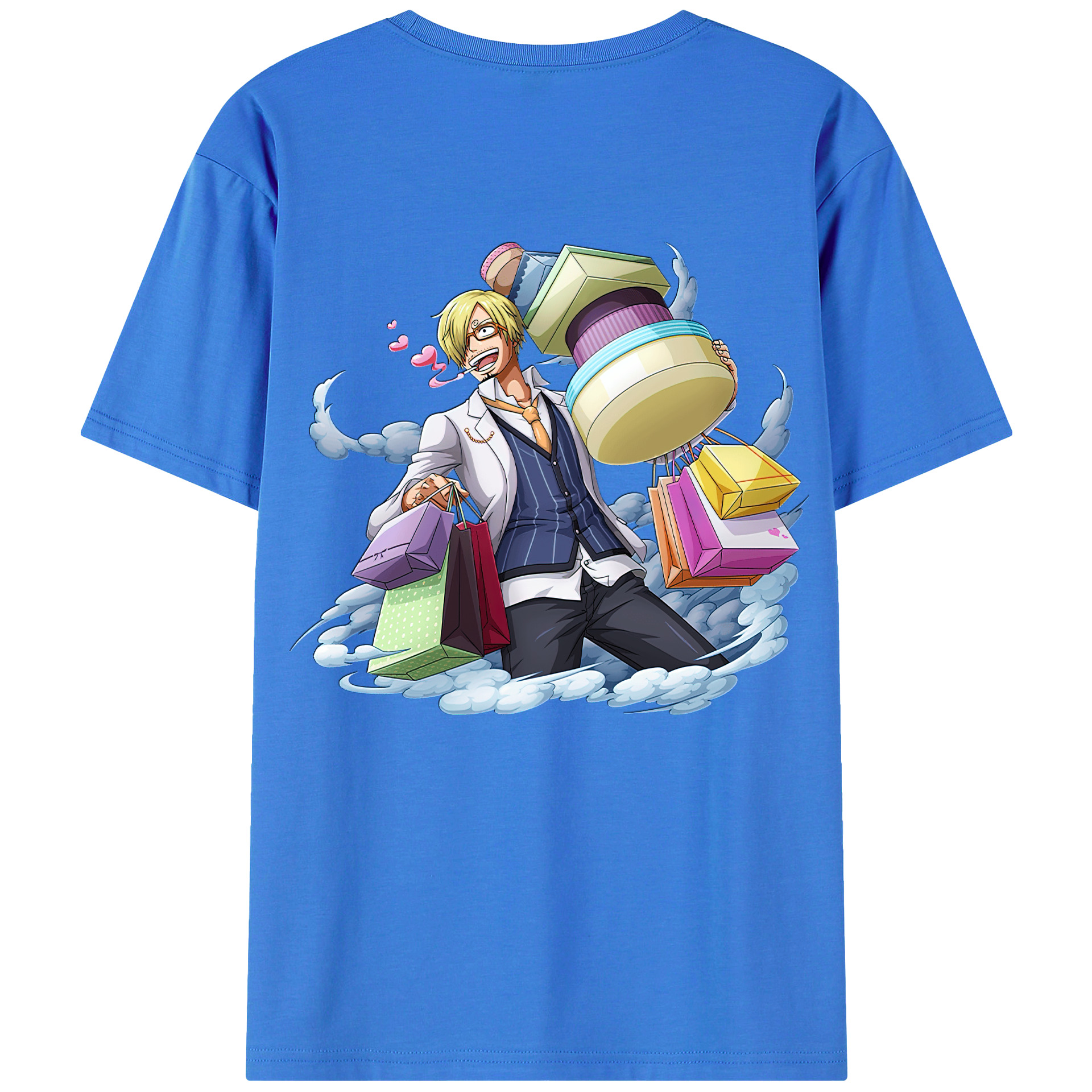 （画像用） ワンピース サンジ ONE PIECE Sanji 綿100％ メンズ半袖Tシャツ（バックプリント） 通気性